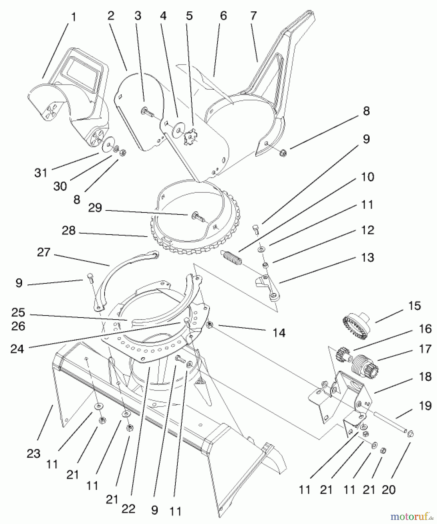  Toro Neu Snow Blowers/Snow Throwers Seite 1 38414 (2400) - Toro CCR 2400 Snowthrower, 1999 (9900001-9999999) DEFLECTOR AND DISCHARGE ASSEMBLY