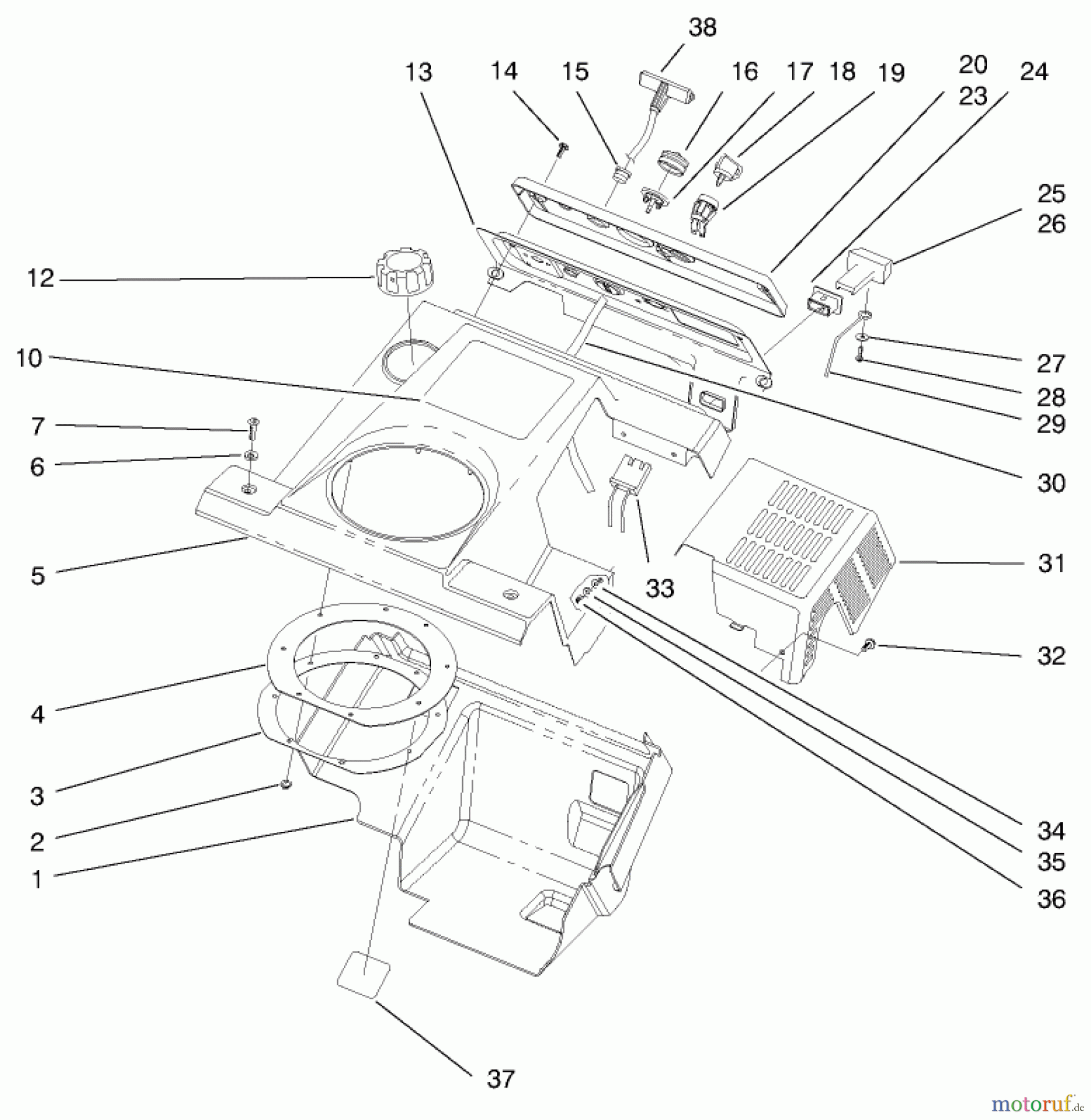  Toro Neu Snow Blowers/Snow Throwers Seite 1 38415 (2400) - Toro CCR 2400 Snowthrower, 1997 (7900001-7999999) SHROUD ASSEMBLY