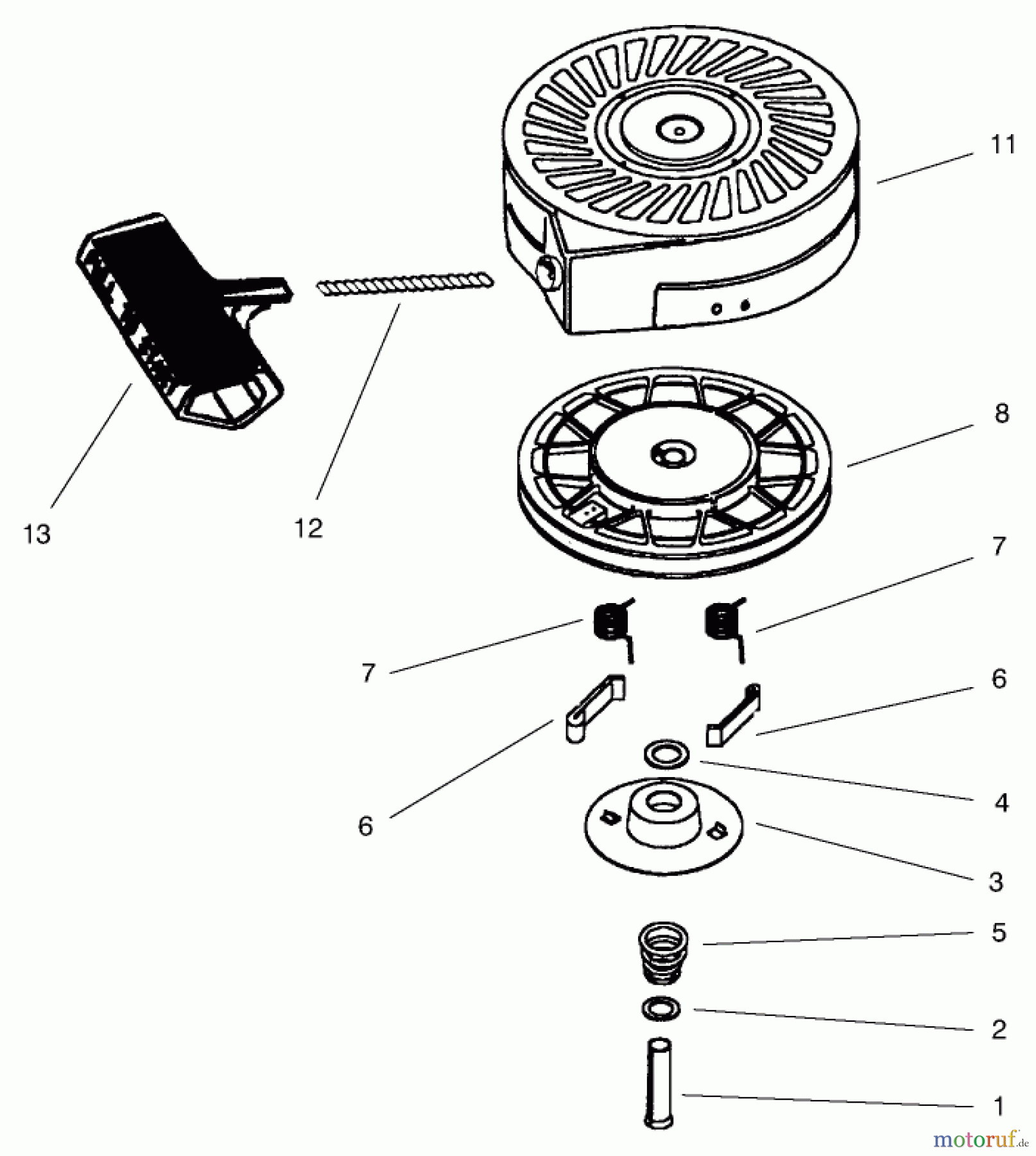  Toro Neu Snow Blowers/Snow Throwers Seite 1 38421 (2500) - Toro CCR 2500 Snowthrower, 1997 (7900001-7999999) RECOIL STARTER ASSEMBLY NO. 590712