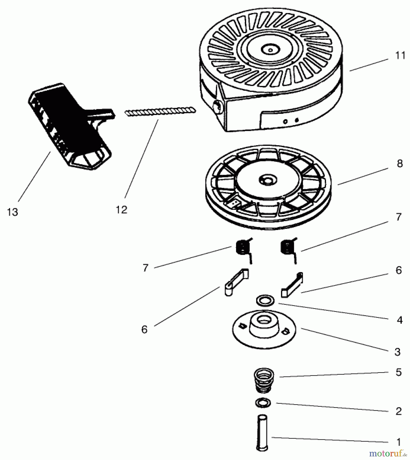  Toro Neu Snow Blowers/Snow Throwers Seite 1 38426 (2500) - Toro CCR 2500 Snowthrower, 1997 (7900001-7999999) RECOIL STARTER ASSEMBLY NO. 590712