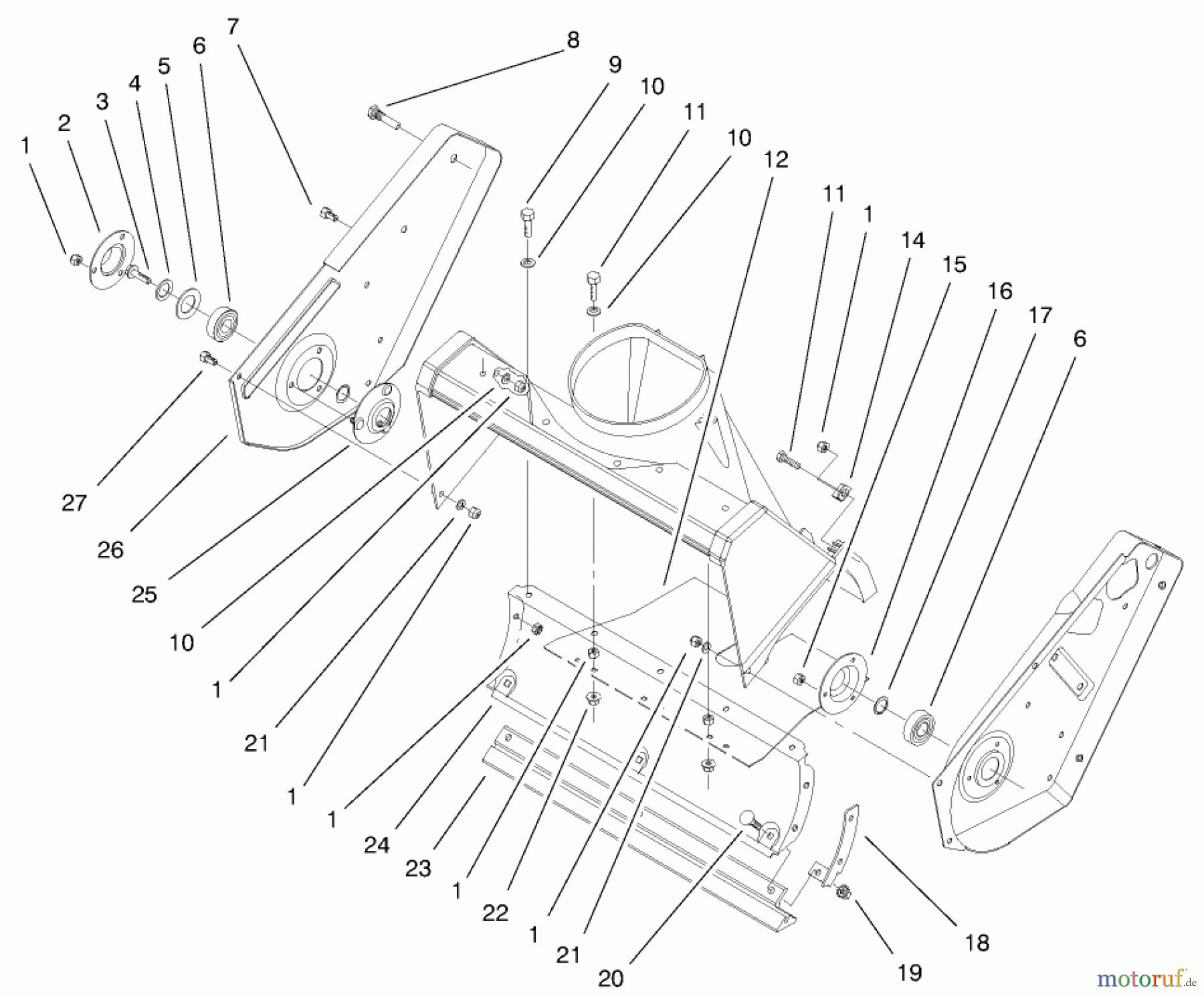  Toro Neu Snow Blowers/Snow Throwers Seite 1 38428 (2450) - Toro CCR 2450 Snowthrower, 2000 (200000001-200999999) HOUSING AND SIDE PLATES ASSEMBLY