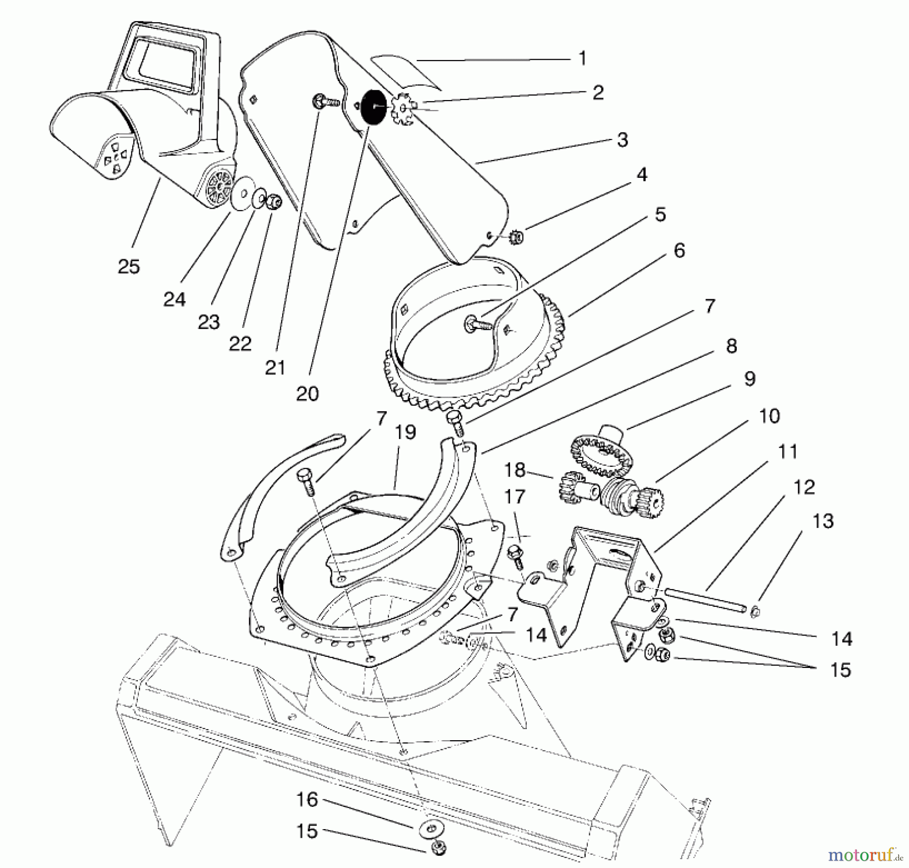  Toro Neu Snow Blowers/Snow Throwers Seite 1 38431 (3000) - Toro CCR 3000 Snowthrower, 1997 (7900001-7999999) DISCHARGE CHUTE ASSEMBLY