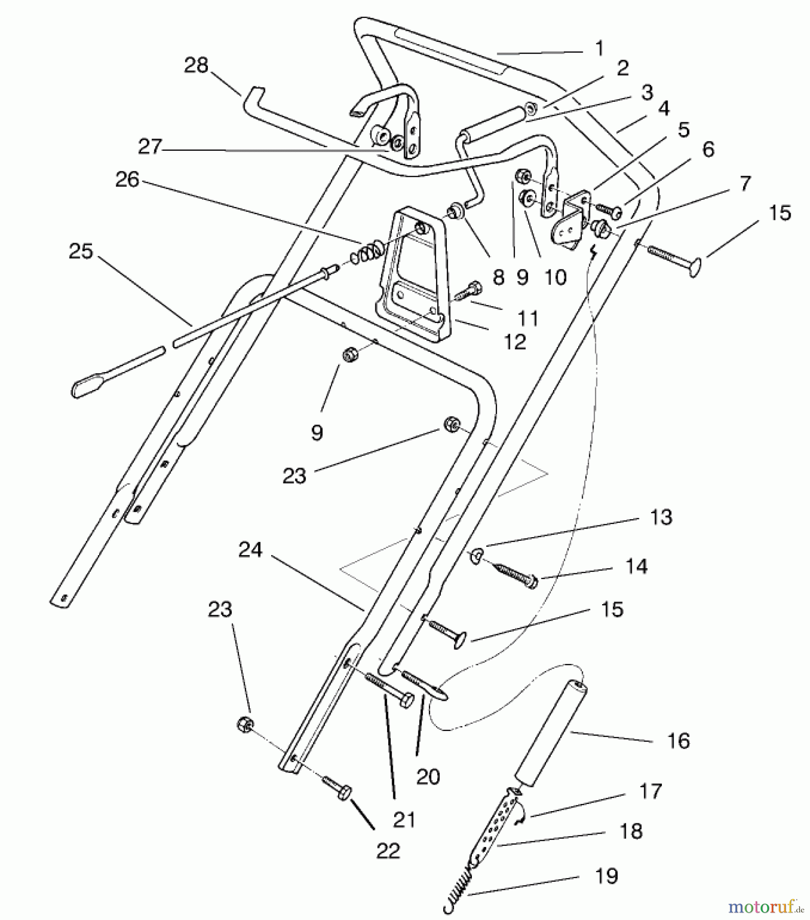  Toro Neu Snow Blowers/Snow Throwers Seite 1 38430 (3000) - Toro CCR 3000 Snowthrower, 1997 (7900001-7999999) HANDLE ASSEMBLY