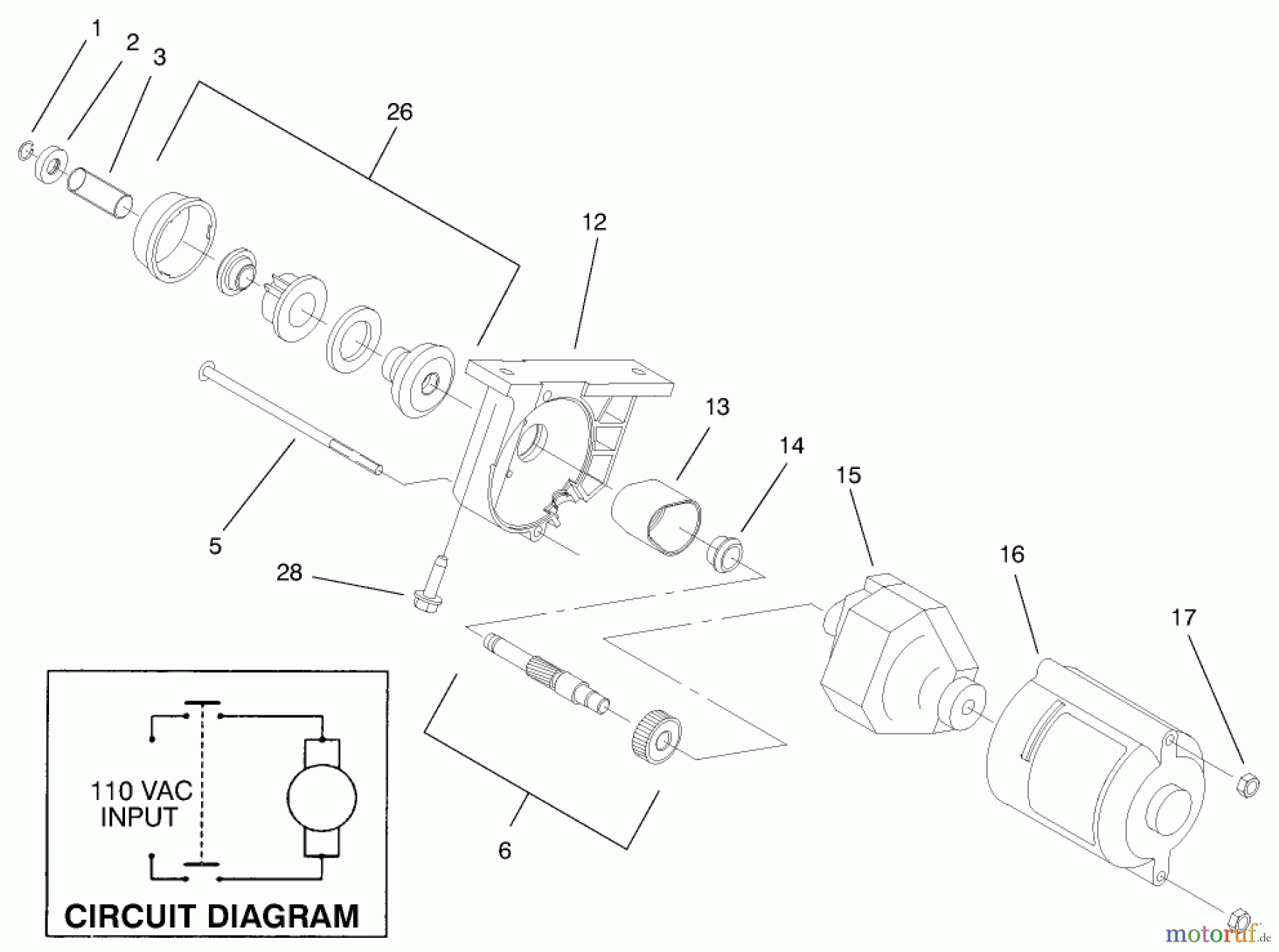  Toro Neu Snow Blowers/Snow Throwers Seite 1 38430 (3000) - Toro CCR 3000 Snowthrower, 1998 (8900001-8999999) STARTER MOTOR ASSEMBLY (MODEL NO. 38435 & 38436)