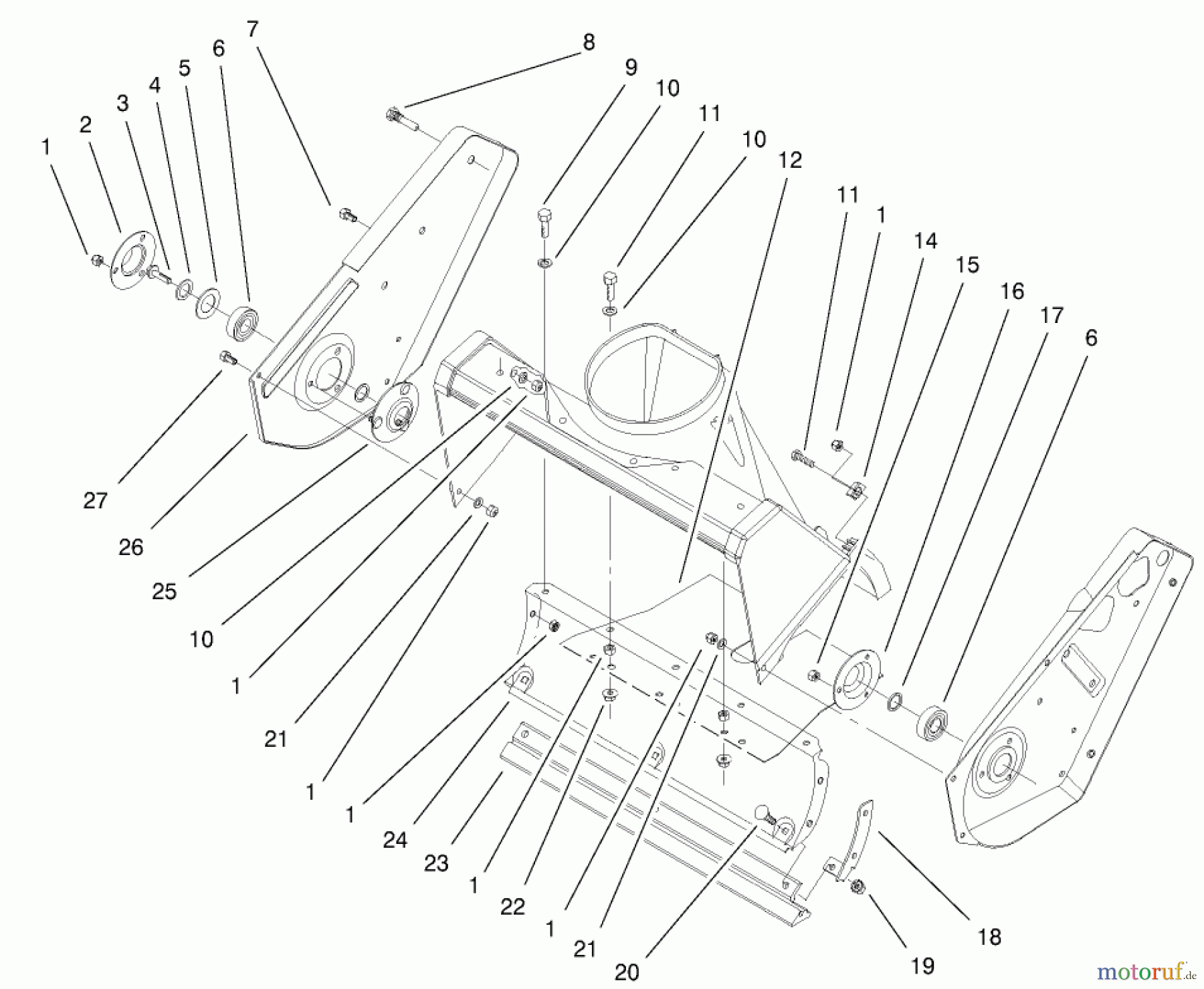  Toro Neu Snow Blowers/Snow Throwers Seite 1 38440 (3650) - Toro CCR 3650 Snowthrower, 2000 (200014064-200999999) HOUSINGAND SIDE PLATE ASSEMBLY