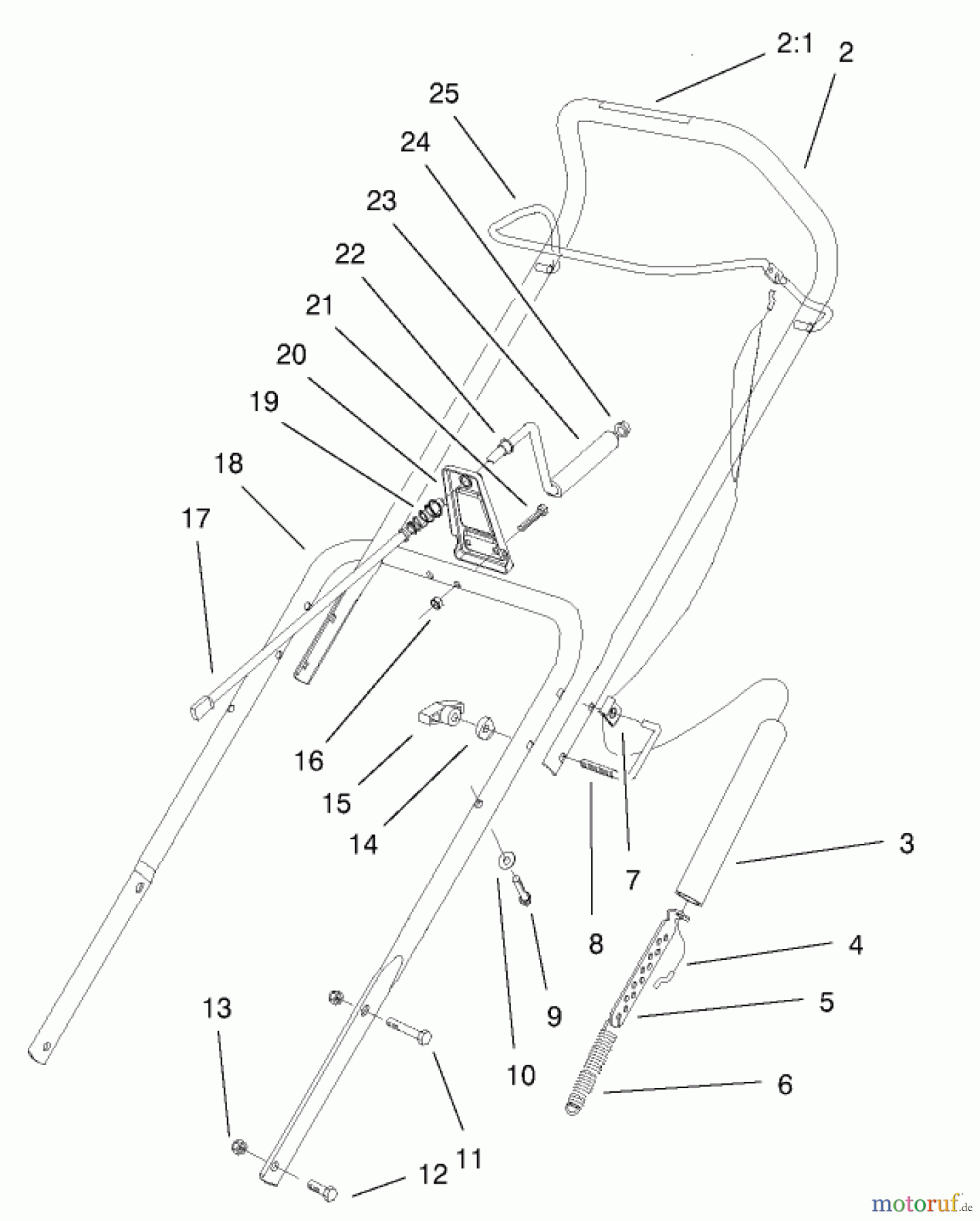  Toro Neu Snow Blowers/Snow Throwers Seite 1 38445 (3650) - Toro CCR 3650 Snowthrower, 2001 (210000001-210999999) HANDLE ASSEMBLY