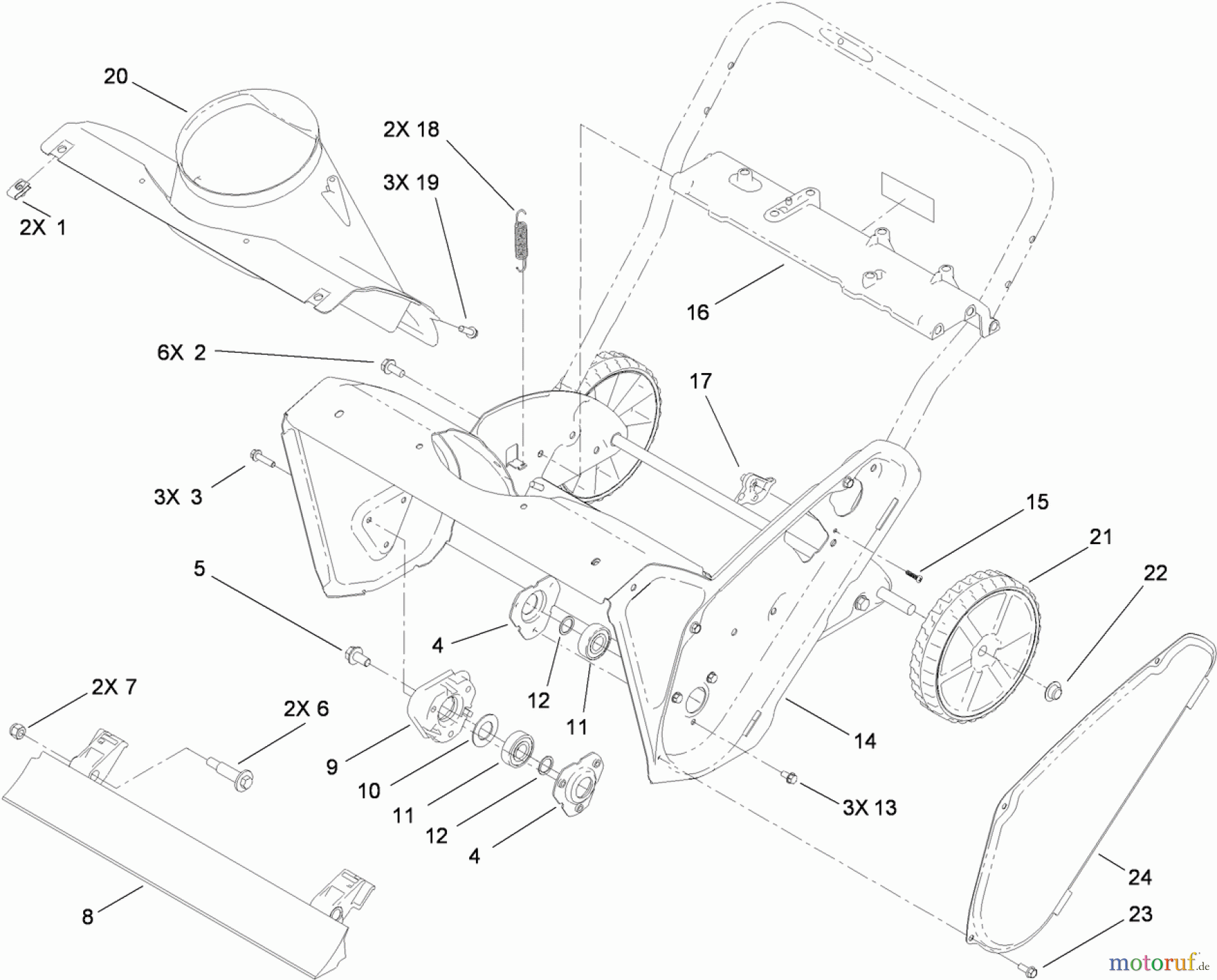  Toro Neu Snow Blowers/Snow Throwers Seite 1 38452 (621 E) - Toro Power Clear 621 E Snowthrower, 2013 (SN 313000001-313999999) MAIN FRAME ASSEMBLY