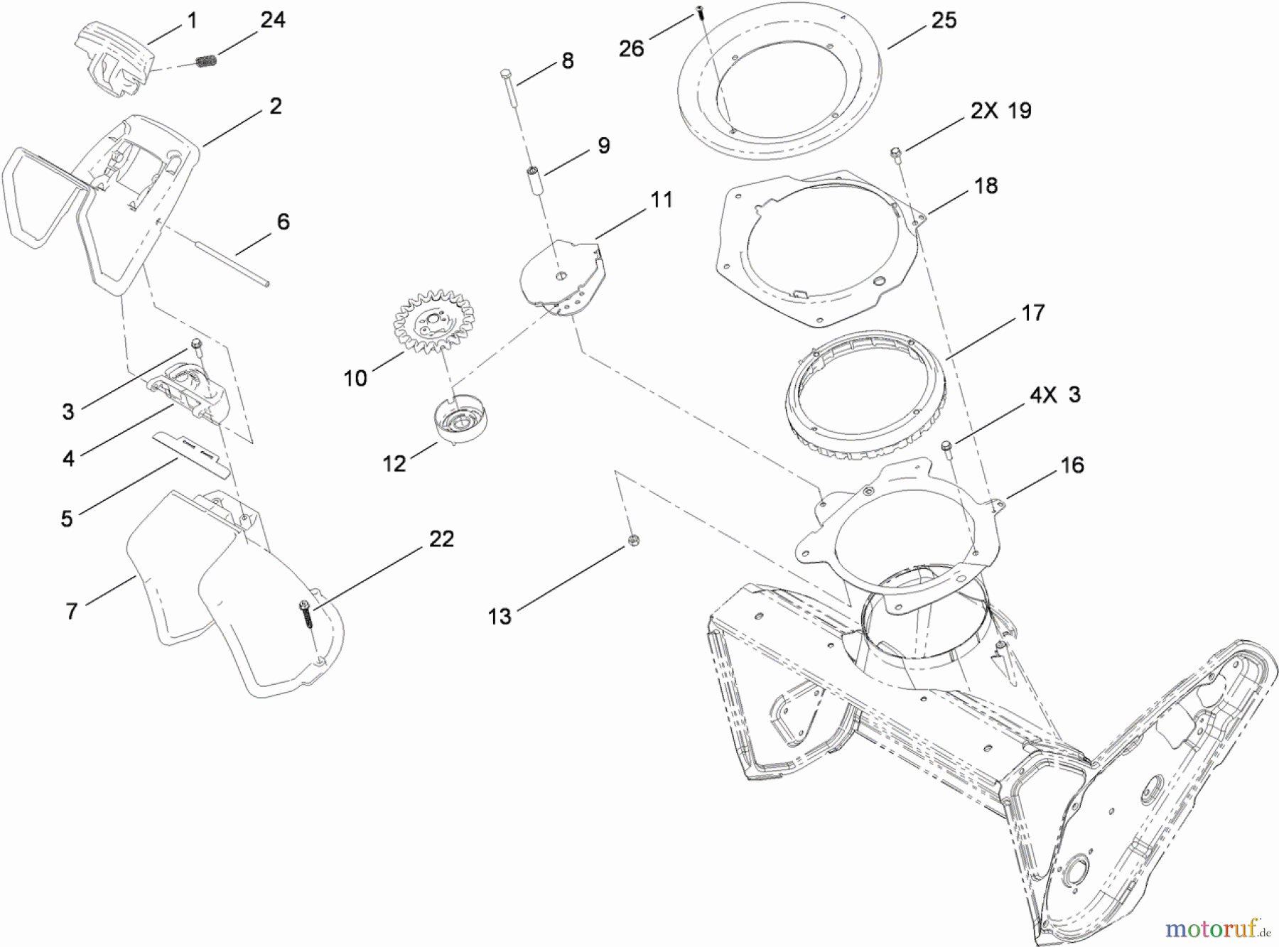  Toro Neu Snow Blowers/Snow Throwers Seite 1 38458 (621 QZR) - Toro Power Clear 621 QZR Snowthrower, 2012 (312000001-312999999) CHUTE CONTROL ASSEMBLY