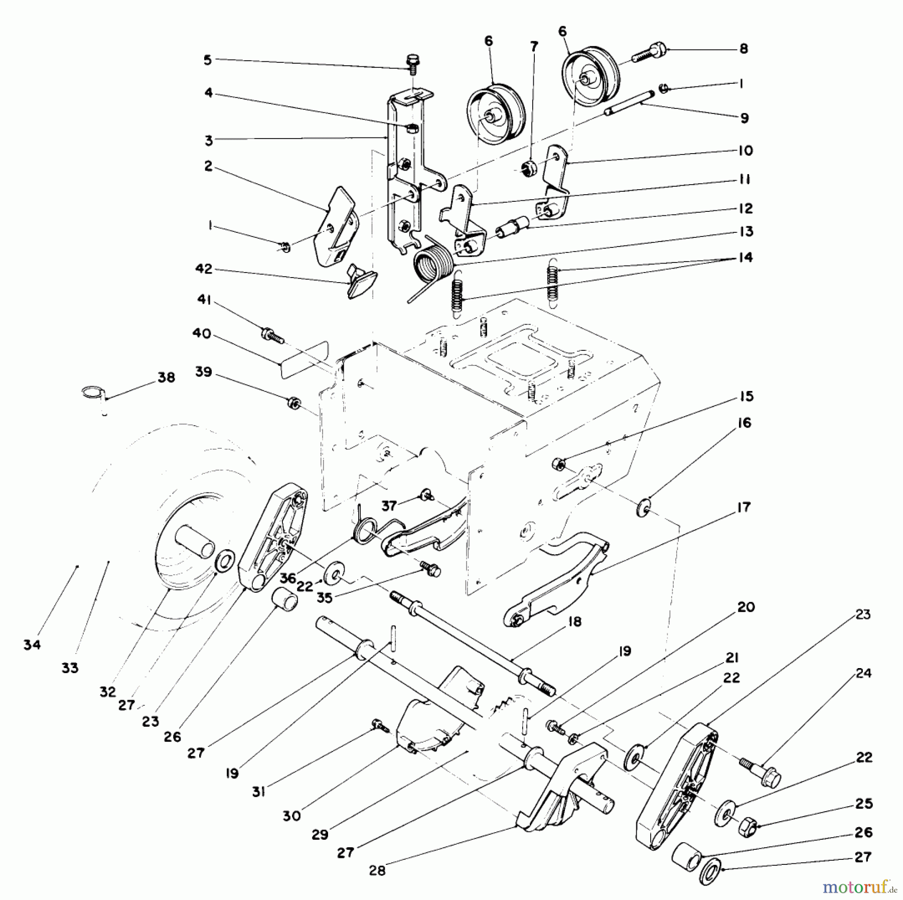  Toro Neu Snow Blowers/Snow Throwers Seite 1 38505 (624) - Toro 624 Power Shift Snowthrower, 1990 (0000001-0999999) TRACTION DRIVE ASSEMBLY