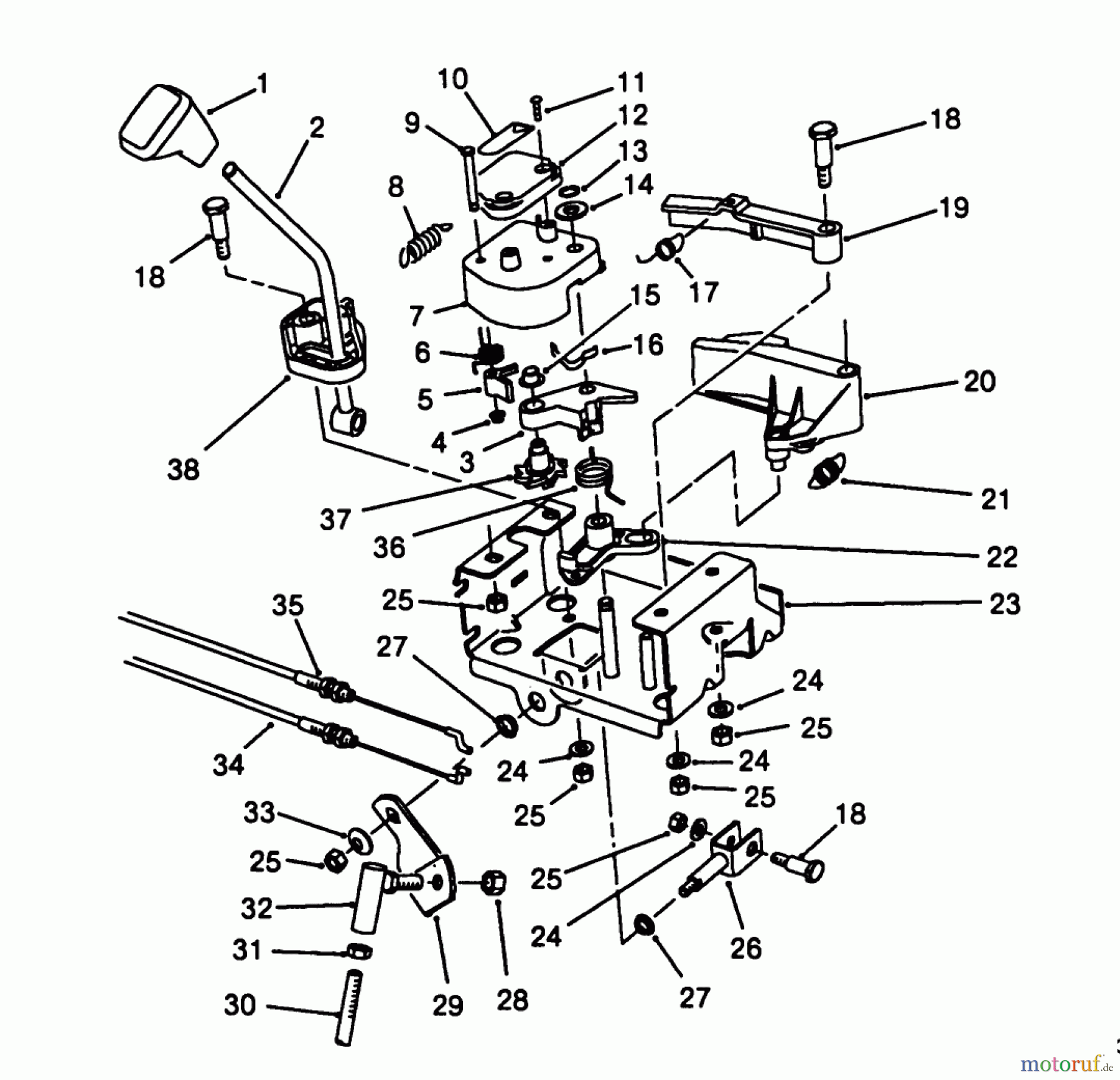  Toro Neu Snow Blowers/Snow Throwers Seite 1 38513 (624) - Toro 624 Power Shift Snowthrower, 1988 (8000001-8999999) TRACTION LINKAGE ASSEMBLY