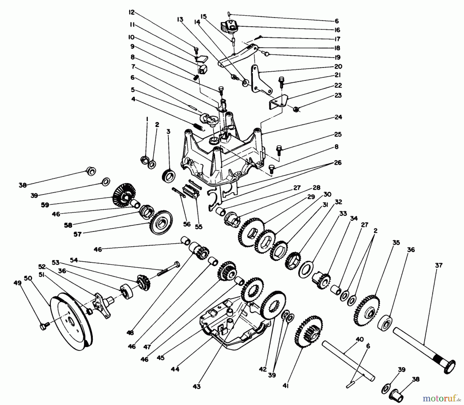  Toro Neu Snow Blowers/Snow Throwers Seite 1 38510 (624) - Toro 624 Power Shift Snowthrower, 1991 (1000001-1999999) TRANSMISSION ASSEMBLY NO. 66-8030