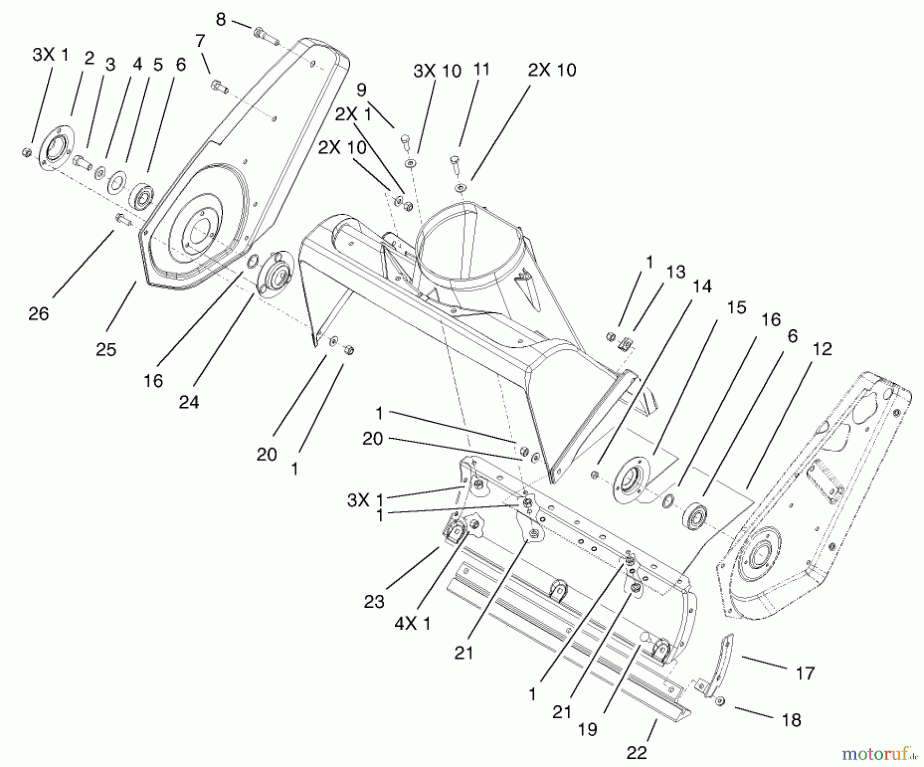  Toro Neu Snow Blowers/Snow Throwers Seite 1 38516 (2450) - Toro CCR 2450 GTS Snowthrower, 2002 (220000001-220999999) HOUSING AND SIDE PLATE ASSEMBLY