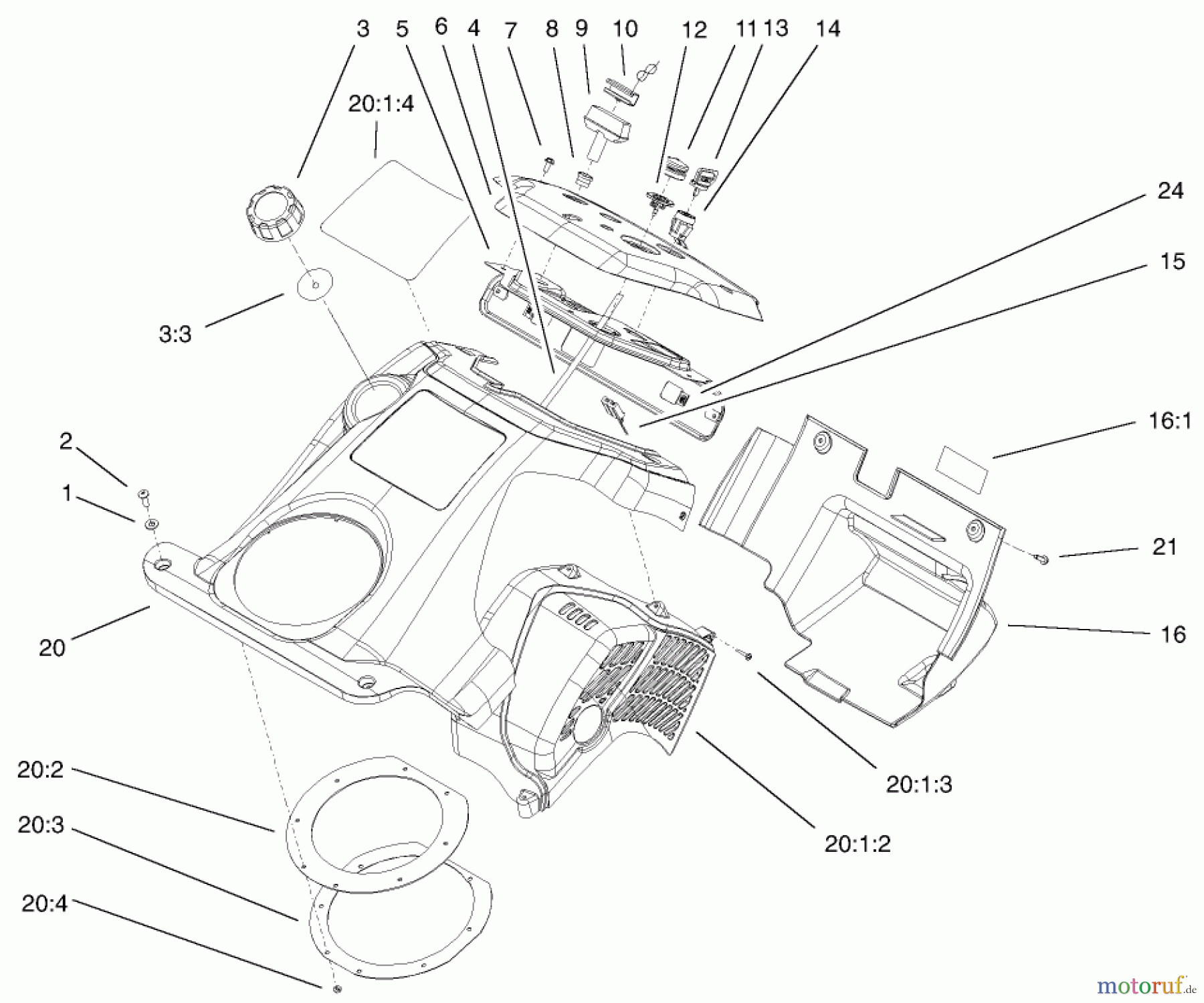  Toro Neu Snow Blowers/Snow Throwers Seite 1 38515 (2450) - Toro CCR 2450 GTS Snowthrower, 2002 (220000001-220999999) UPPER SHROUD AND CONTROL PANEL ASSEMBLY