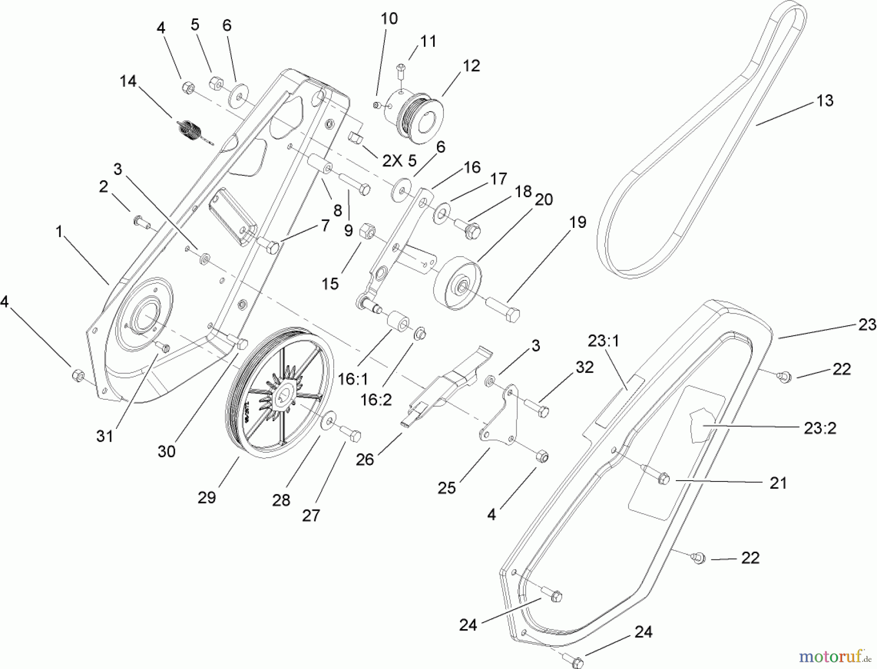  Toro Neu Snow Blowers/Snow Throwers Seite 1 38515 (2450) - Toro CCR 2450 GTS Snowthrower, 2007 (270000001-270010000) IMPELLER DRIVE ASSEMBLY