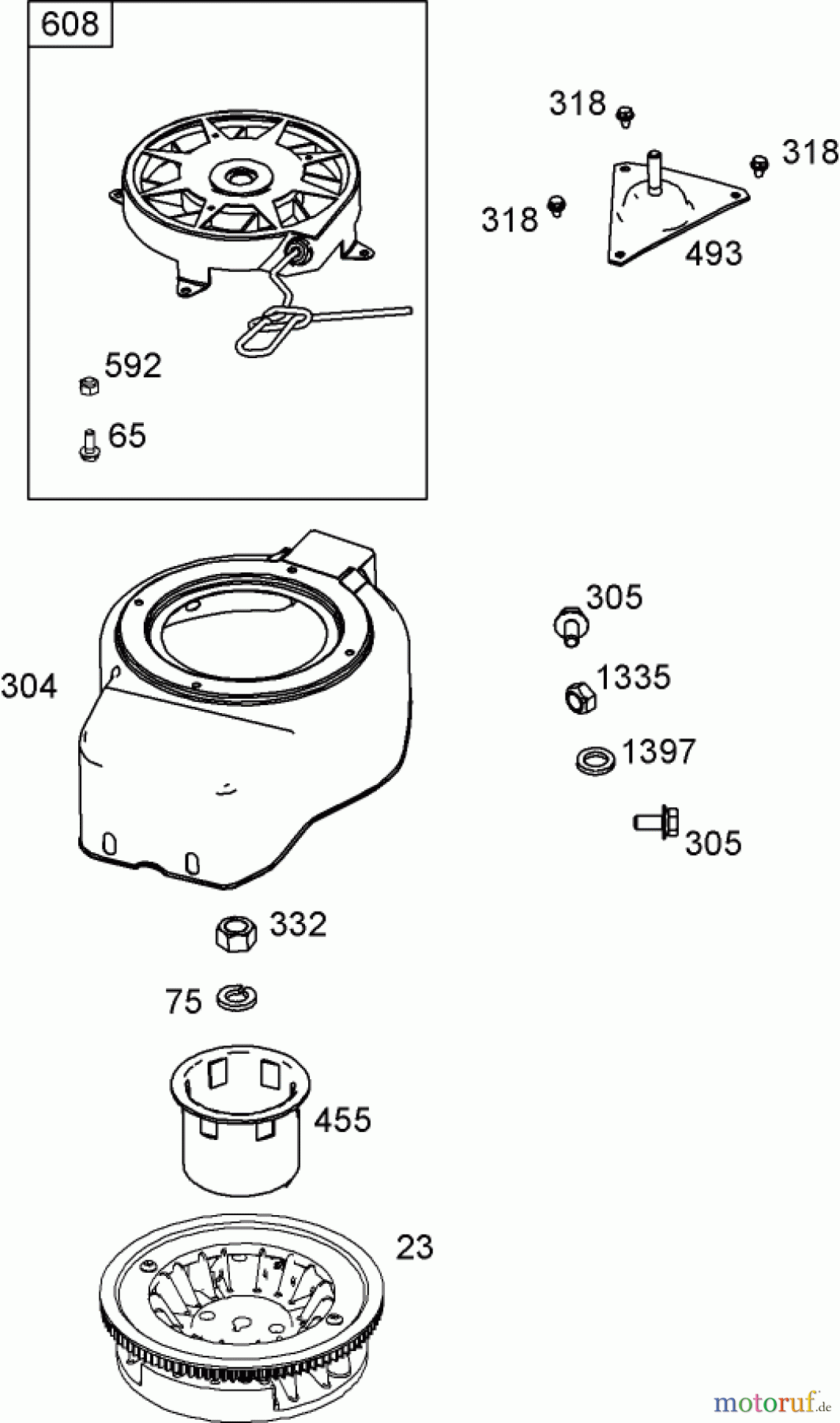  Toro Neu Snow Blowers/Snow Throwers Seite 1 38515 (2450) - Toro CCR 2450 GTS Snowthrower, 2007 (270010001-270999999) FLYWHEEL, BLOWER HOUSING AND REWIND STARTER ASSEMBLY BRIGGS AND STRATTON 084132-0120-E8