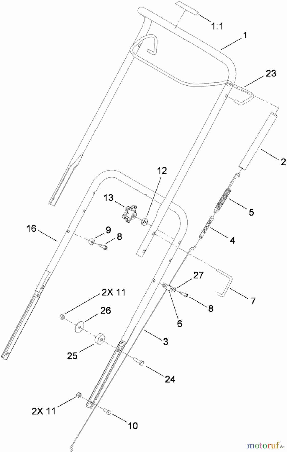  Toro Neu Snow Blowers/Snow Throwers Seite 1 38515 (2450) - Toro CCR 2450 GTS Snowthrower, 2010 (310006876-310999999) HANDLE ASSEMBLY