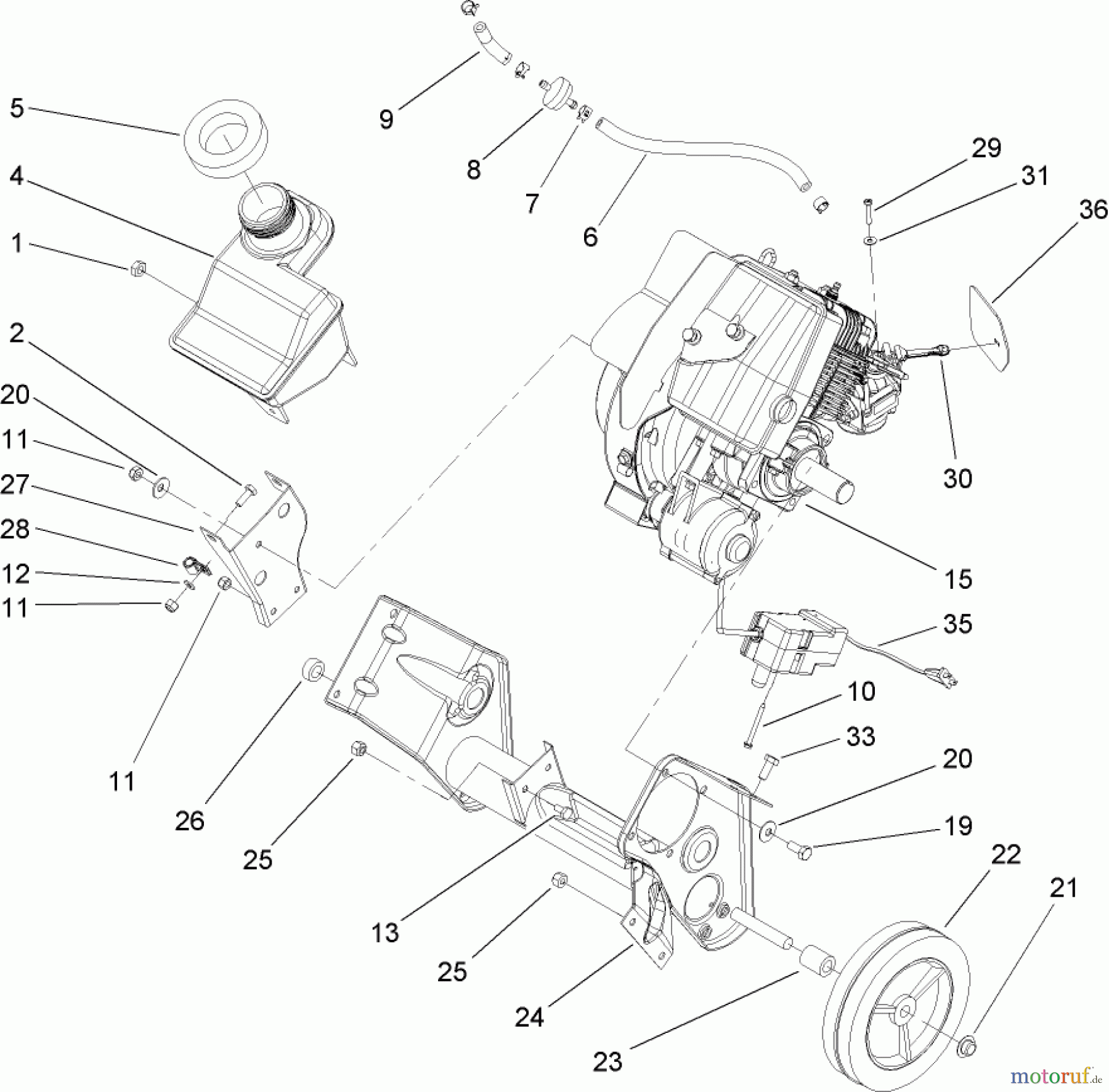  Toro Neu Snow Blowers/Snow Throwers Seite 1 38516 (2450) - Toro CCR 2450 GTS Snowthrower, 2006 (260000001-260010000) ENGINE AND FRAME ASSEMBLY