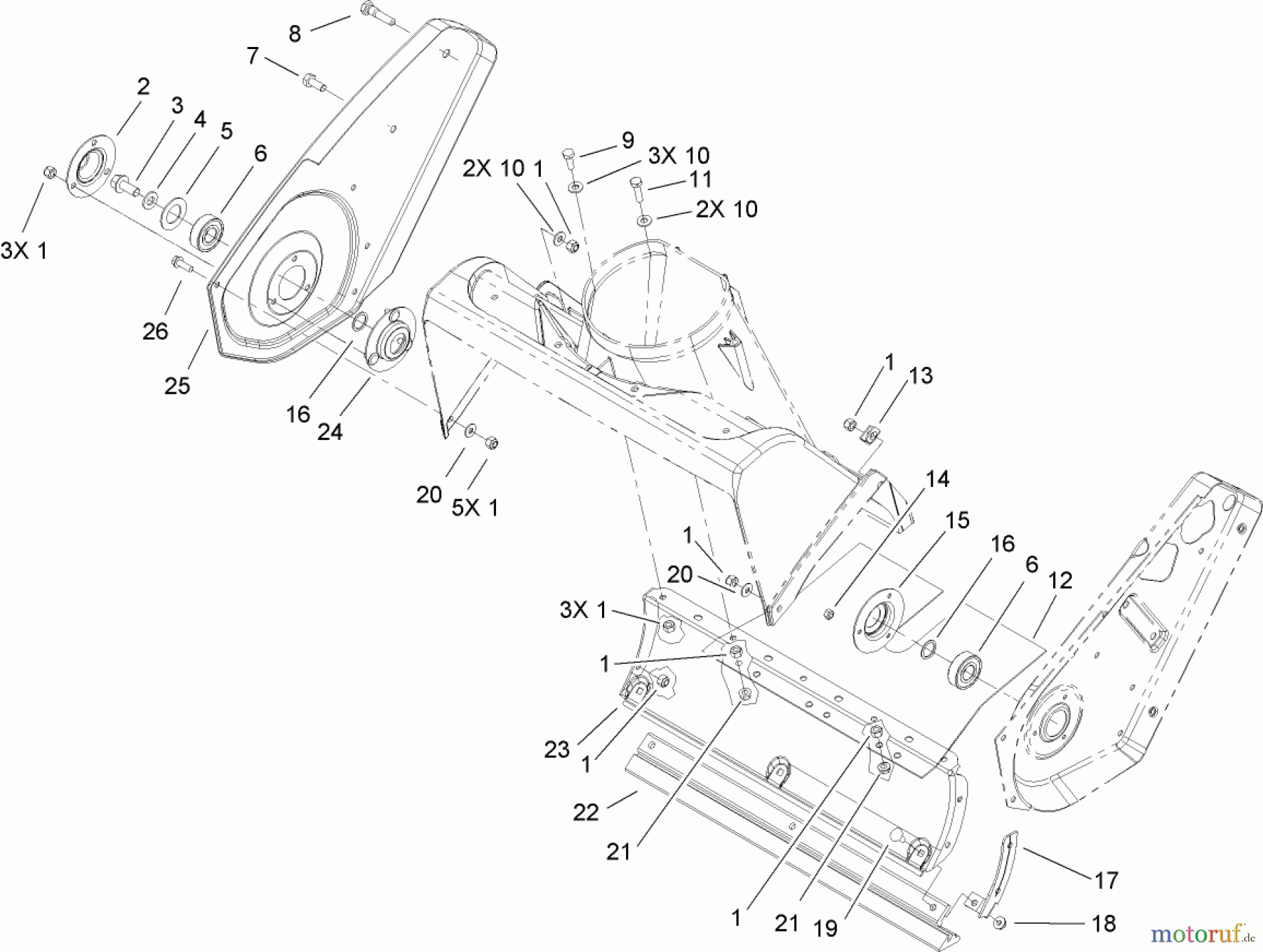  Toro Neu Snow Blowers/Snow Throwers Seite 1 38516 (2450) - Toro CCR 2450 GTS Snowthrower, 2007 (270010001-270999999) ROTOR HOUSING AND SCRAPER ASSEMBLY