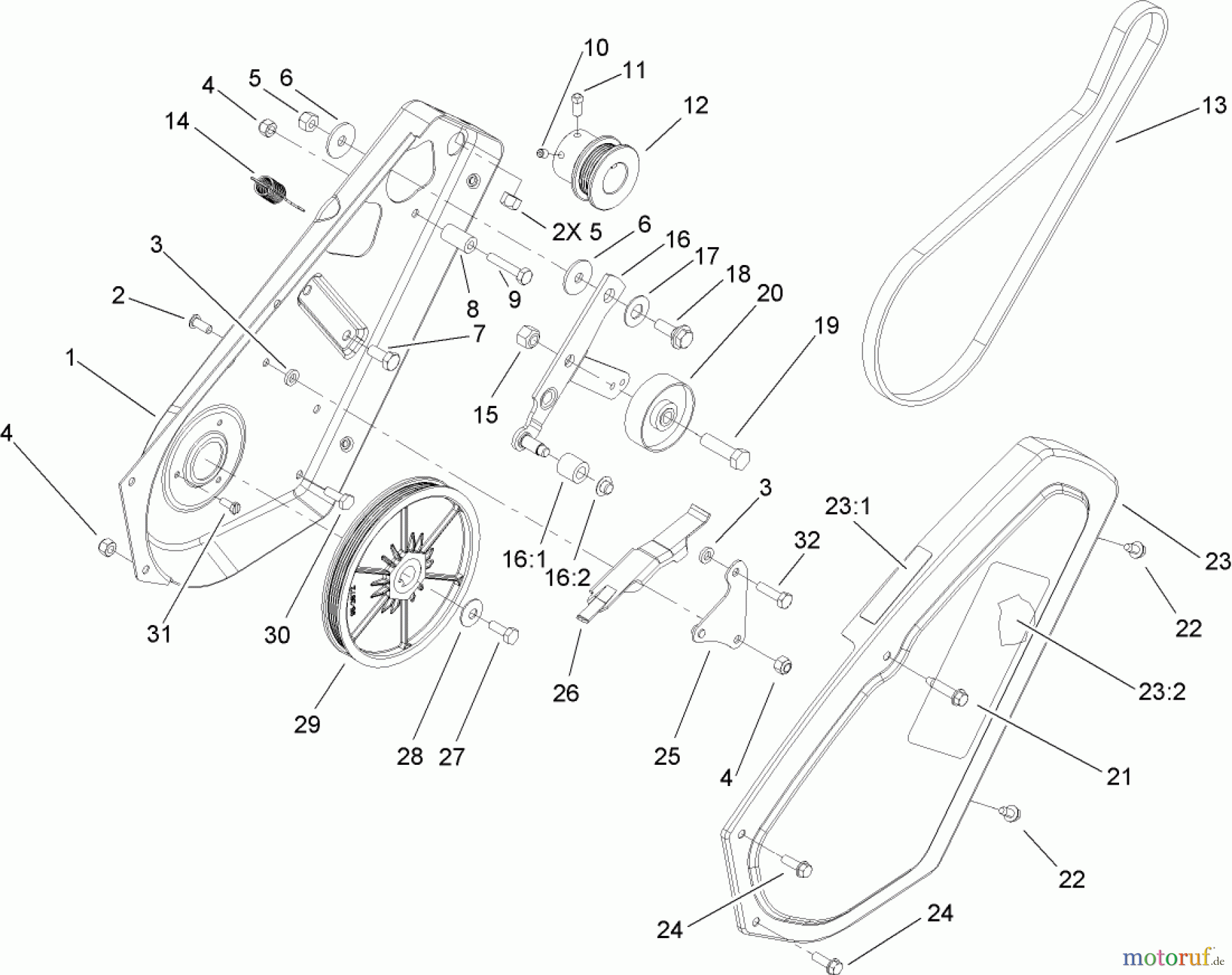  Toro Neu Snow Blowers/Snow Throwers Seite 1 38517 (3650) - Toro CCR 3650 GTS Snowthrower, 2006 (260000001-260010000) IMPELLER DRIVE ASSEMBLY