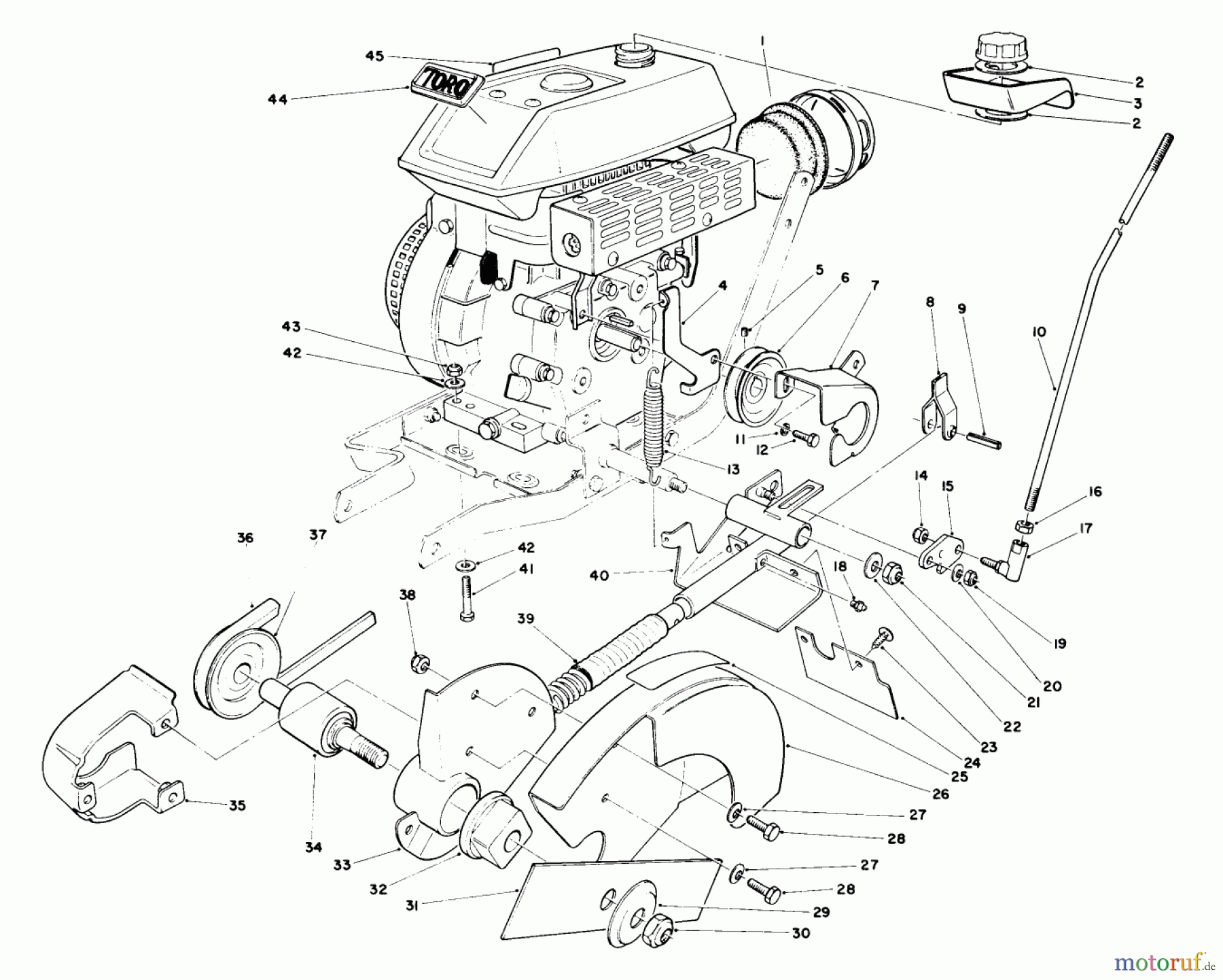  Toro Neu Edgers 58402 - Toro 2 hp Edger, 1984 (4000001-4999999) ENGINE & BLADE ASSEMBLY