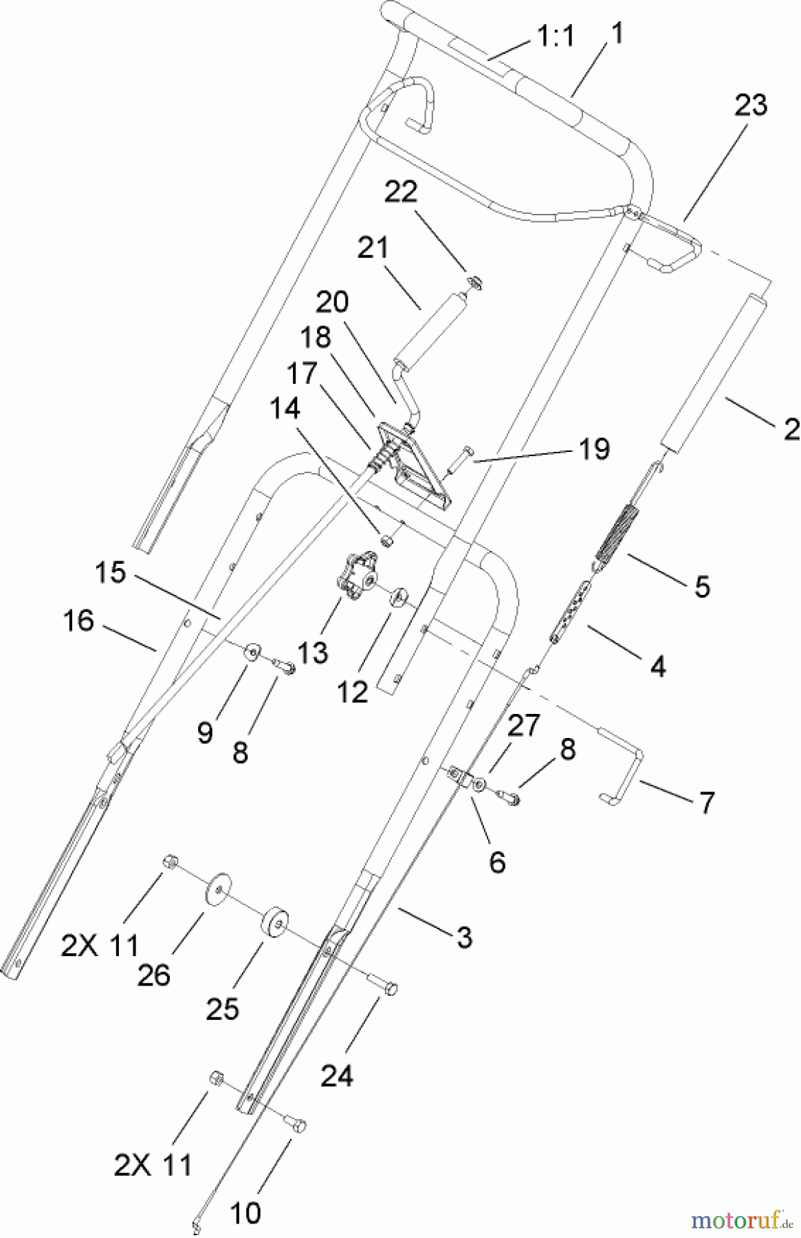  Toro Neu Snow Blowers/Snow Throwers Seite 1 38517 (3650) - Toro CCR 3650 GTS Snowthrower, 2007 (270010001-270999999) HANDLE ASSEMBLY