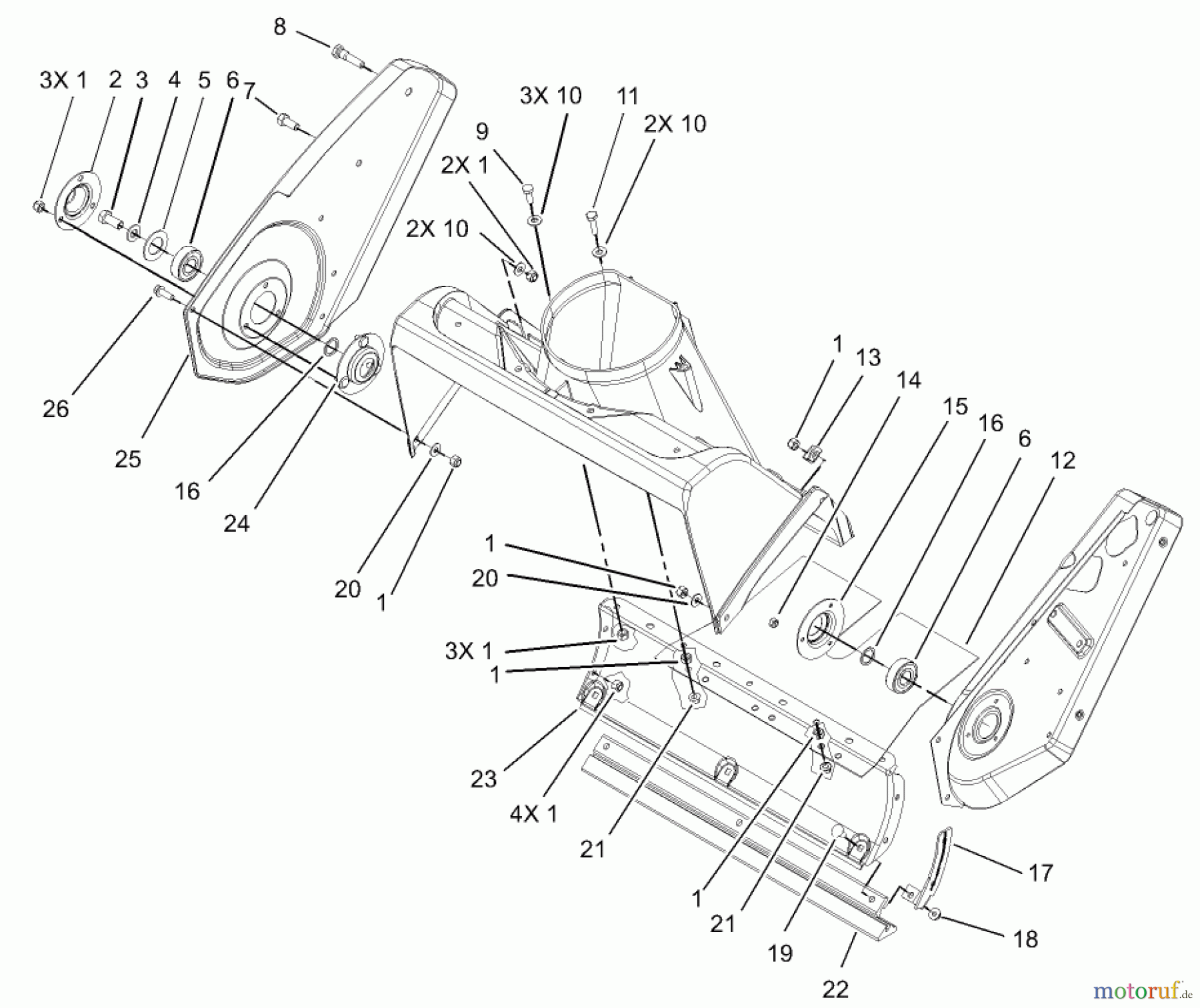  Toro Neu Snow Blowers/Snow Throwers Seite 1 38518 (3650) - Toro CCR 3650 GTS Snowthrower, 2005 (250000001-250999999) HOUSING AND SIDE PLATE ASSEMBLY