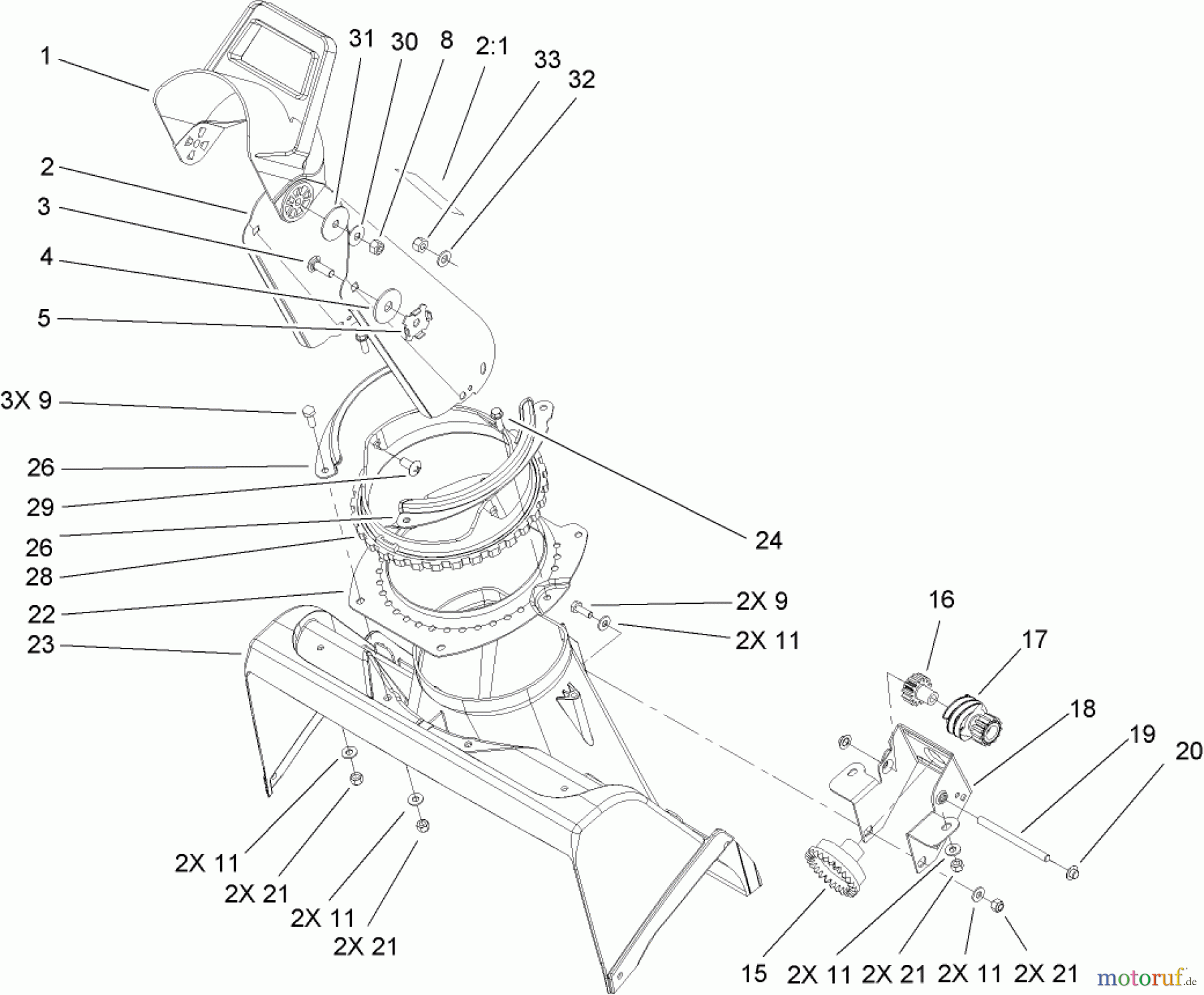  Toro Neu Snow Blowers/Snow Throwers Seite 1 38518 (3650) - Toro CCR 3650 GTS Snowthrower, 2007 (270010001-270999999) CHUTE ASSEMBLY