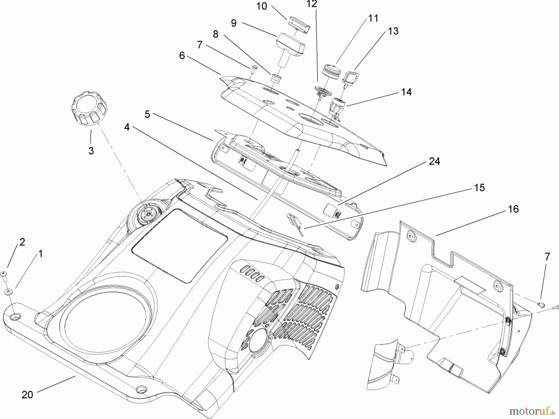  Toro Neu Snow Blowers/Snow Throwers Seite 1 38535 (2450) - Toro CCR 2450 GTS Snowthrower, 2005 (250000001-250999999) UPPER SHROUD AND CONTROL PANEL ASSEMBLY