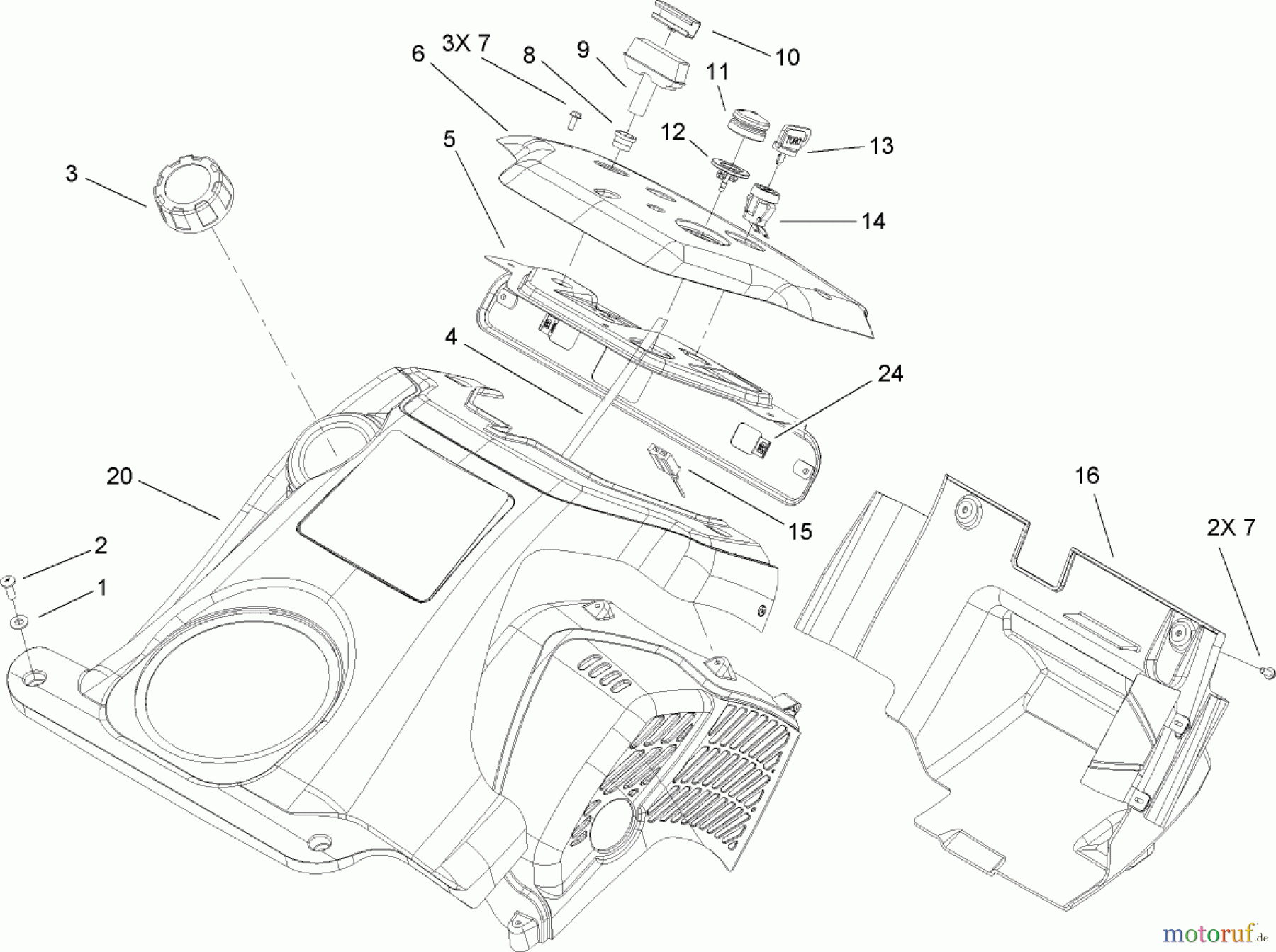  Toro Neu Snow Blowers/Snow Throwers Seite 1 38535 (2450) - Toro CCR 2450 GTS Snowthrower, 2007 (270000001-270999999) SHROUD AND CONTROL PANEL ASSEMBLY