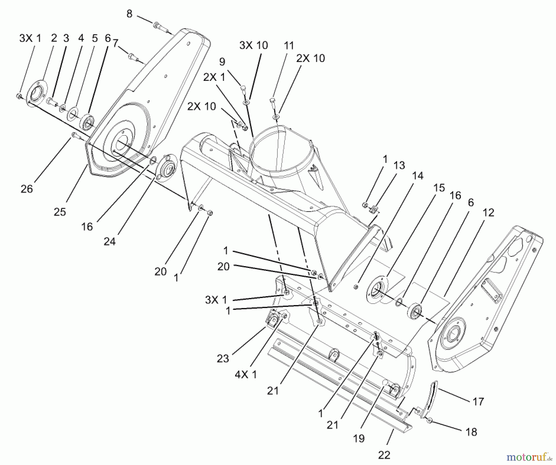  Toro Neu Snow Blowers/Snow Throwers Seite 1 38537 (3650) - Toro CCR 3650 GTS Snowthrower, 2004 (240000001-240999999) HOUSING AND SIDE PLATE ASSEMBLY