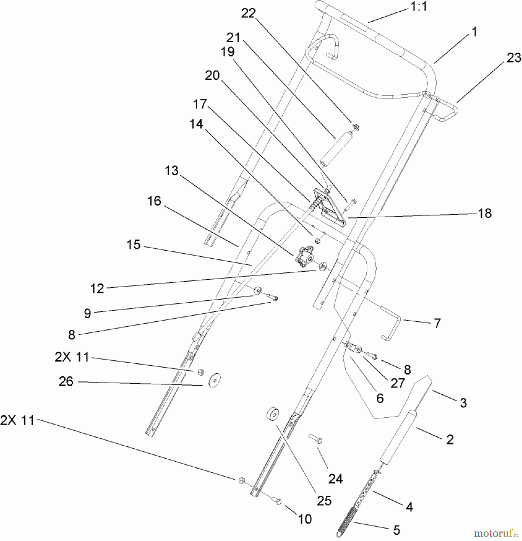  Toro Neu Snow Blowers/Snow Throwers Seite 1 38538 (3650) - Toro CCR 3650 GTS Snowthrower, 2005 (250000001-250999999) HANDLE ASSEMBLY