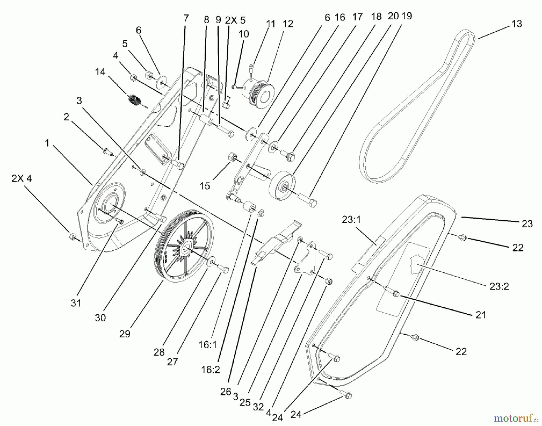  Toro Neu Snow Blowers/Snow Throwers Seite 1 38538 (3650) - Toro CCR 3650 GTS Snowthrower, 2005 (250000001-250999999) IMPELLER DRIVE ASSEMBLY