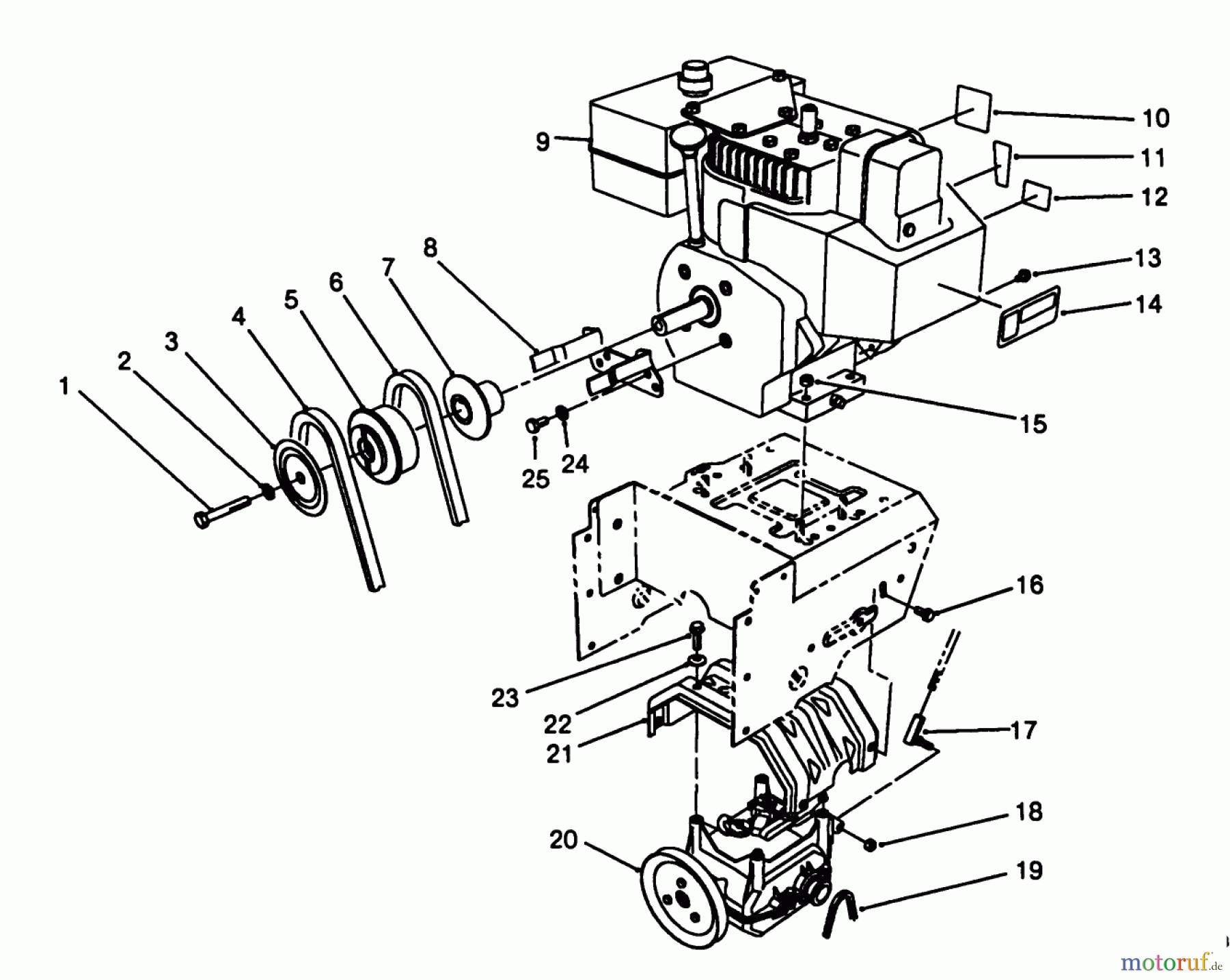  Toro Neu Snow Blowers/Snow Throwers Seite 1 38540 (824) - Toro 824 Power Shift Snowthrower, 1988 (8000001-8999999) ENGINE ASSEMBLY