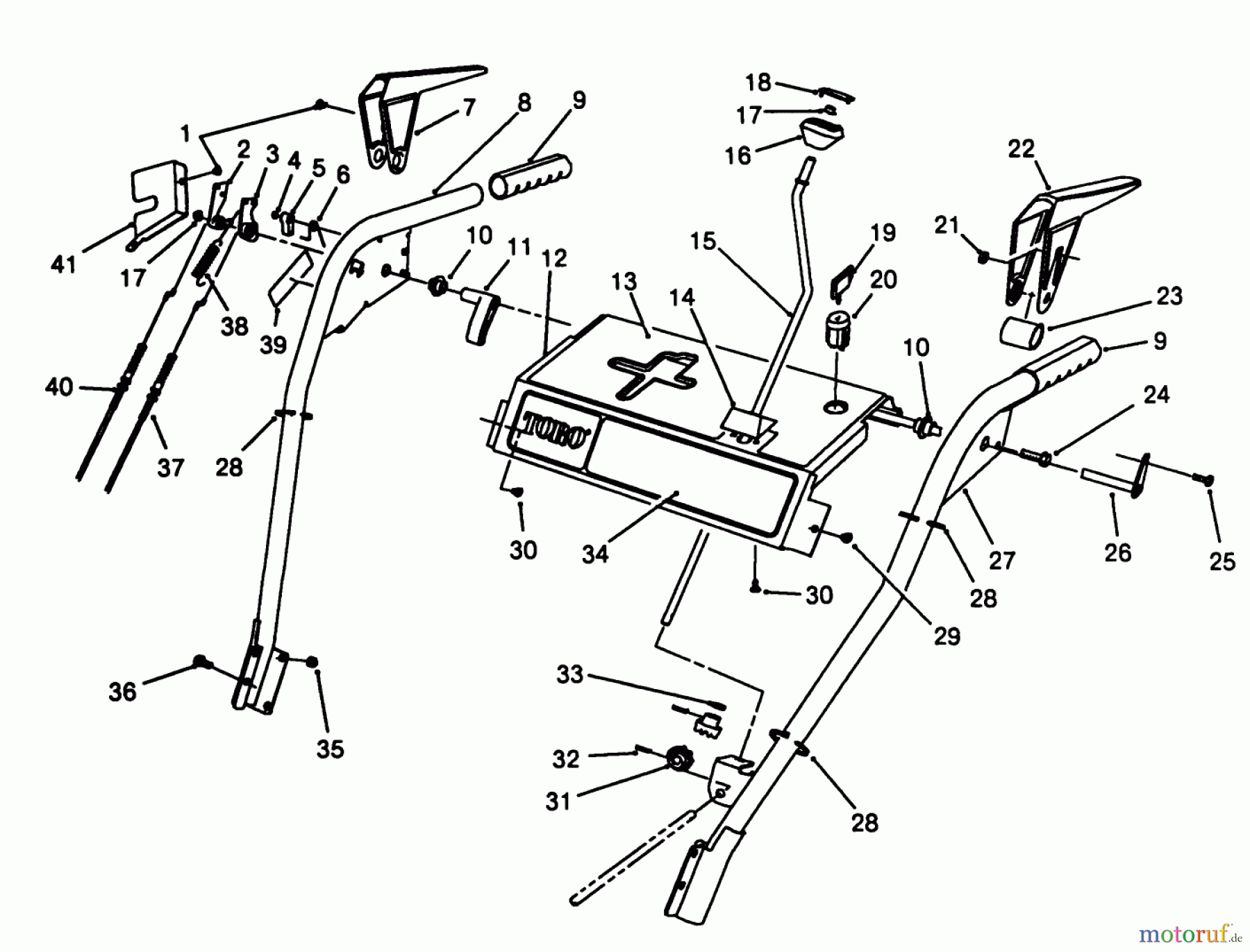  Toro Neu Snow Blowers/Snow Throwers Seite 1 38543 (824) - Toro 824 Power Shift Snowthrower, 1988 (8000001-8999999) HANDLE ASSEMBLY