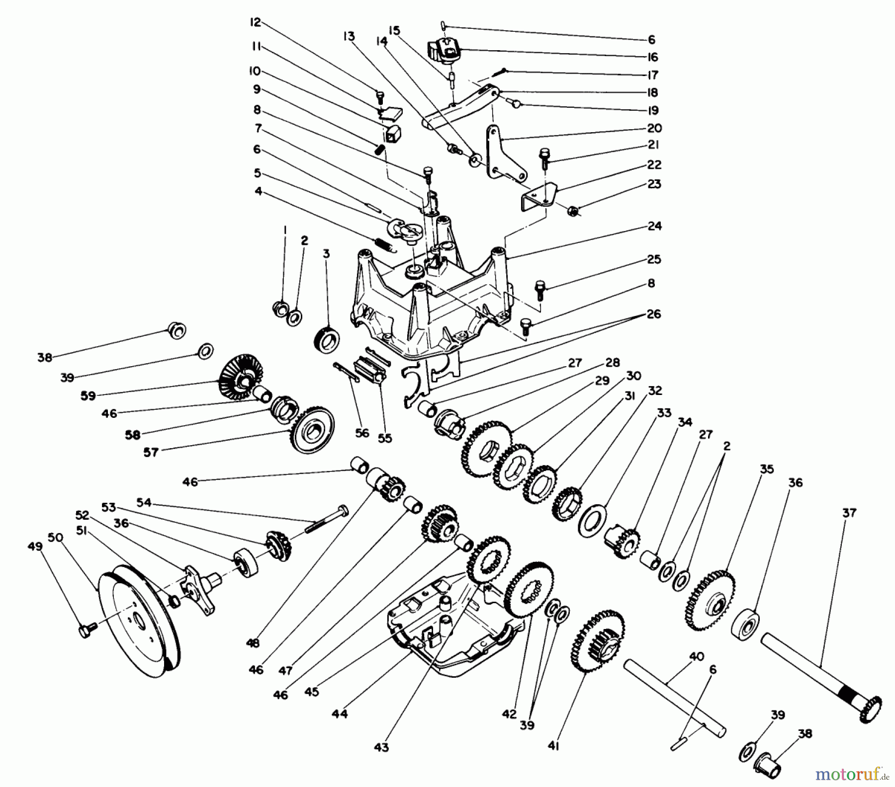  Toro Neu Snow Blowers/Snow Throwers Seite 1 38540 (824) - Toro 824 Power Shift Snowthrower, 1989 (9000001-9999999) TRANSMISSION ASSEMBLY NO. 66-8030