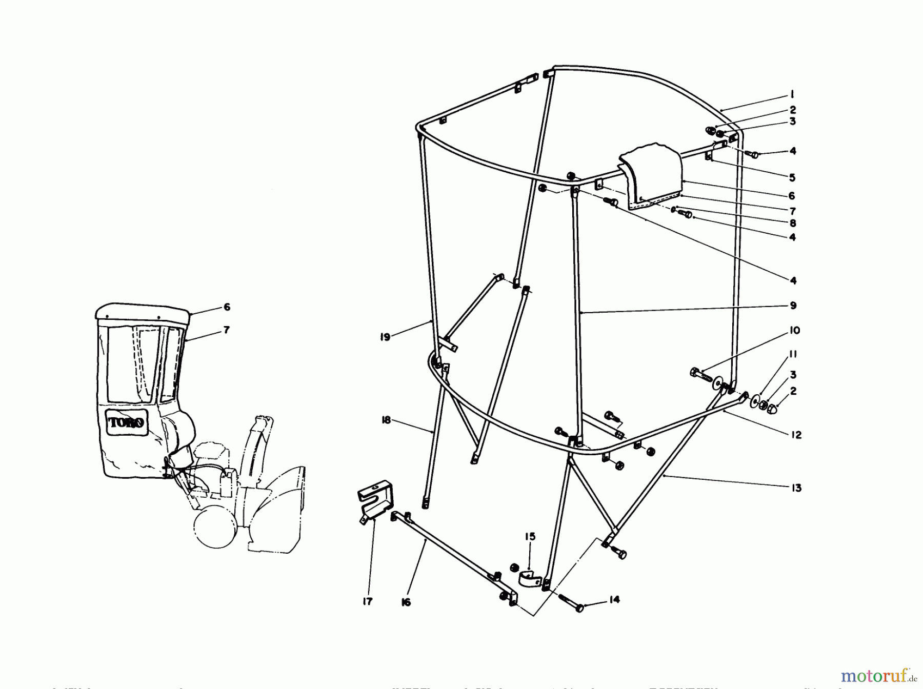  Toro Neu Snow Blowers/Snow Throwers Seite 1 38543 (824) - Toro 824 Power Shift Snowthrower, 1991 (1000001-1999999) SNOW CAB ASSEMBLY NO. 68-9500 (OPTIONAL)