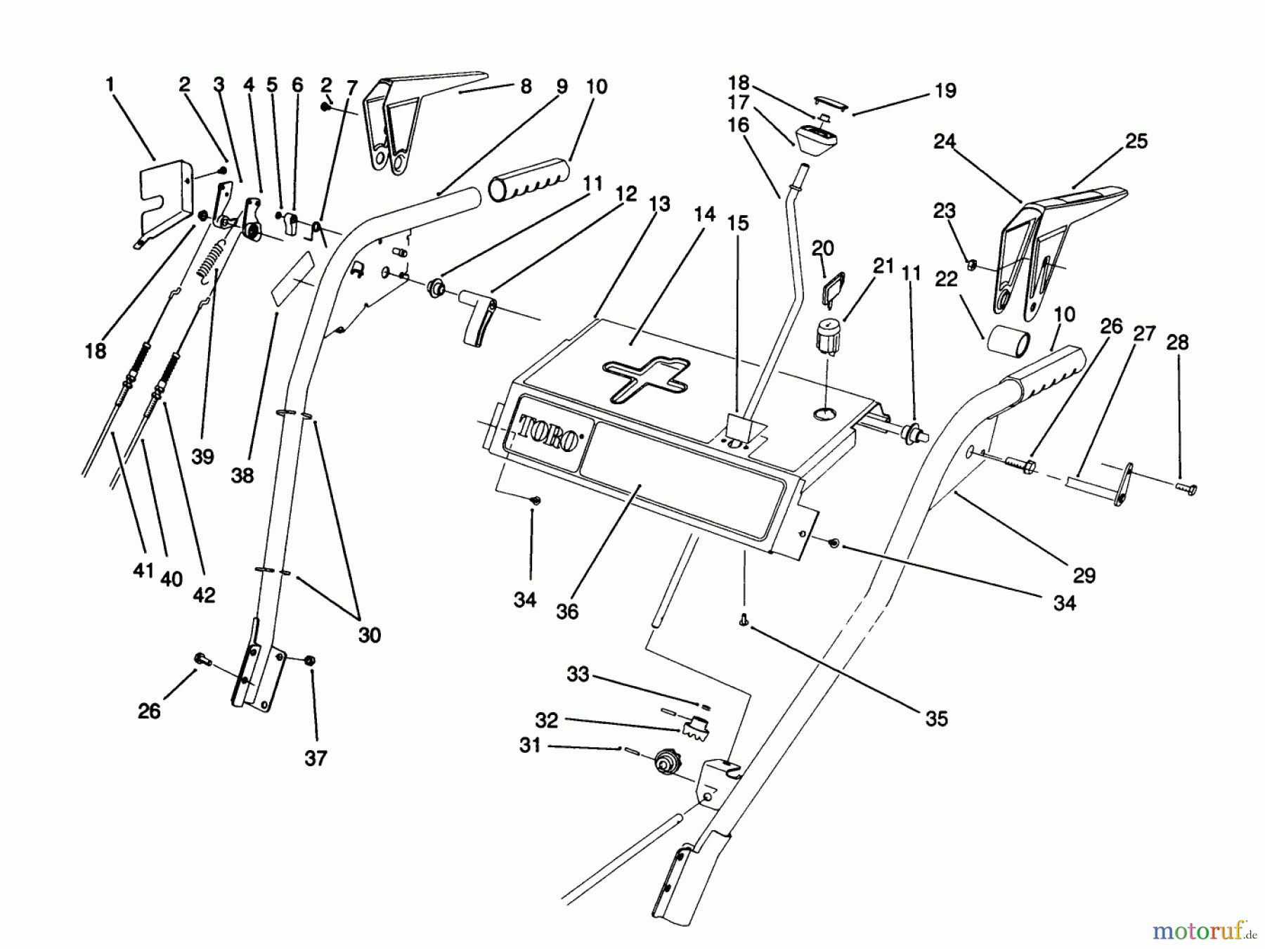  Toro Neu Snow Blowers/Snow Throwers Seite 1 38540 (824) - Toro 824 Power Shift Snowthrower, 1992 (2000001-2999999) HANDLE ASSEMBLY