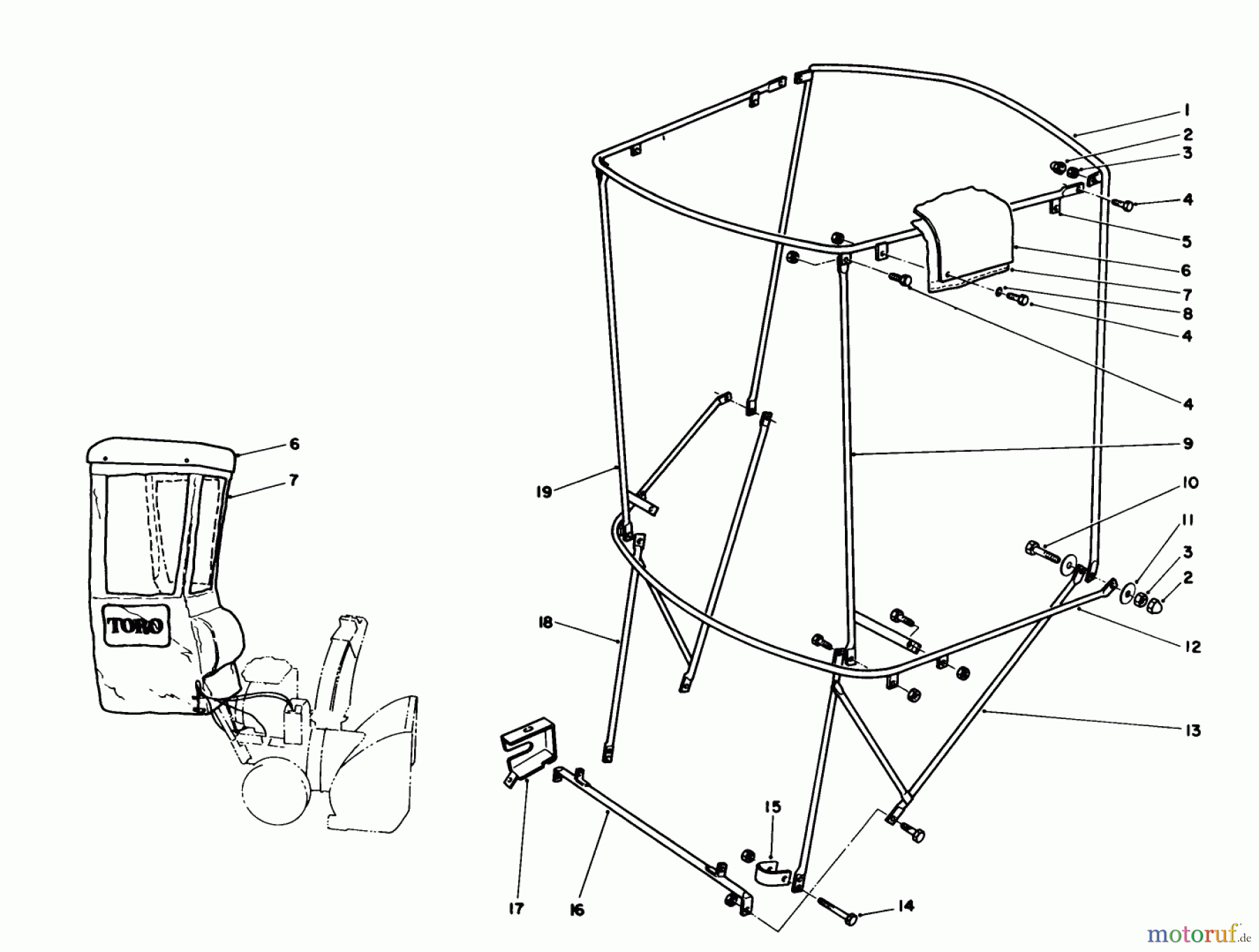  Toro Neu Snow Blowers/Snow Throwers Seite 1 38543 (824) - Toro 824 Power Shift Snowthrower, 1992 (2000001-2999999) SNOW CAB ASSEMBLY NO. 68-9500 (OPTIONAL)