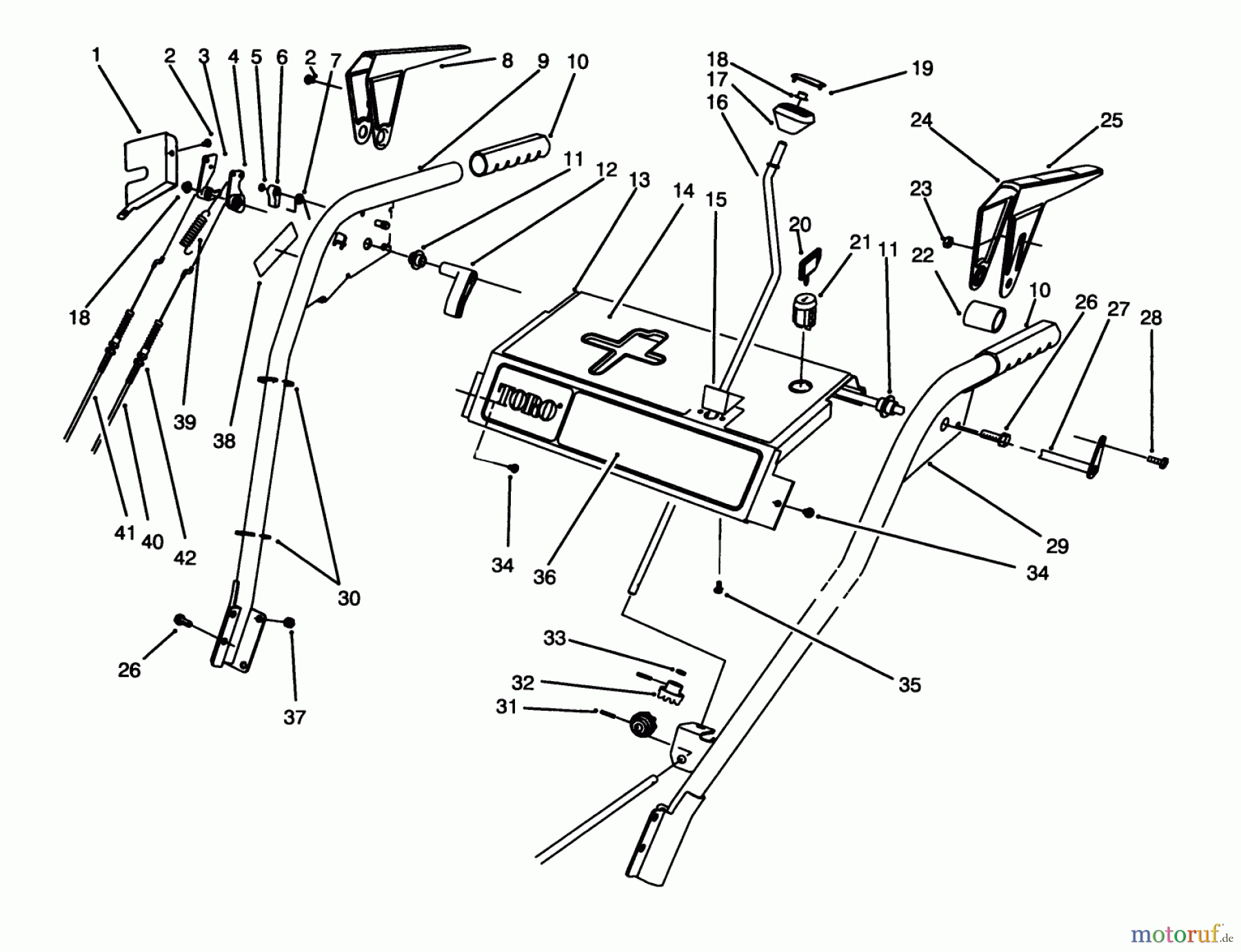  Toro Neu Snow Blowers/Snow Throwers Seite 1 38540 (824) - Toro 824 Power Shift Snowthrower, 1994 (4900001-4999999) HANDLE ASSEMBLY