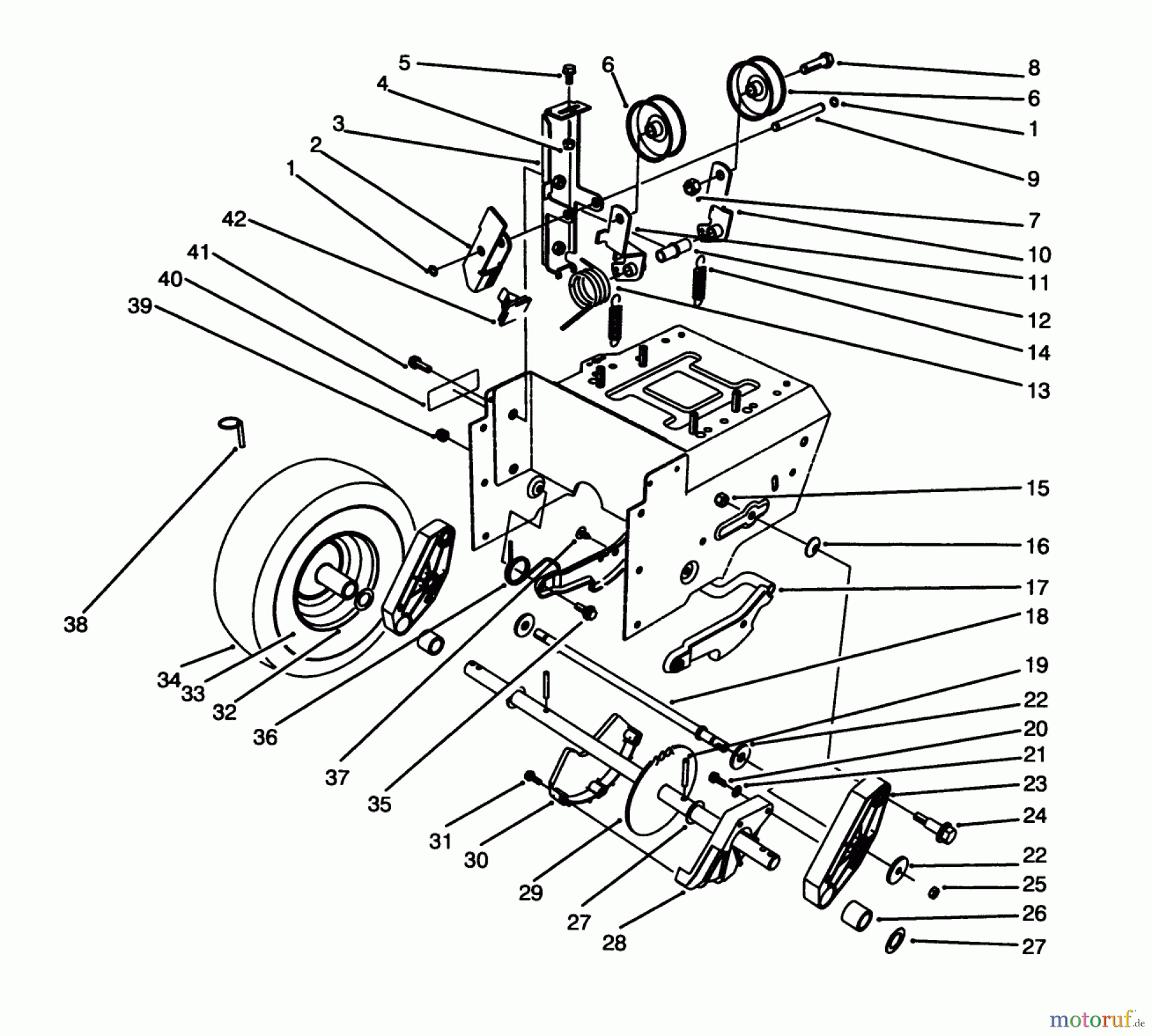  Toro Neu Snow Blowers/Snow Throwers Seite 1 38540 (824) - Toro 824 Power Shift Snowthrower, 1994 (4900001-4999999) TRACTION DRIVE ASSEMBLY