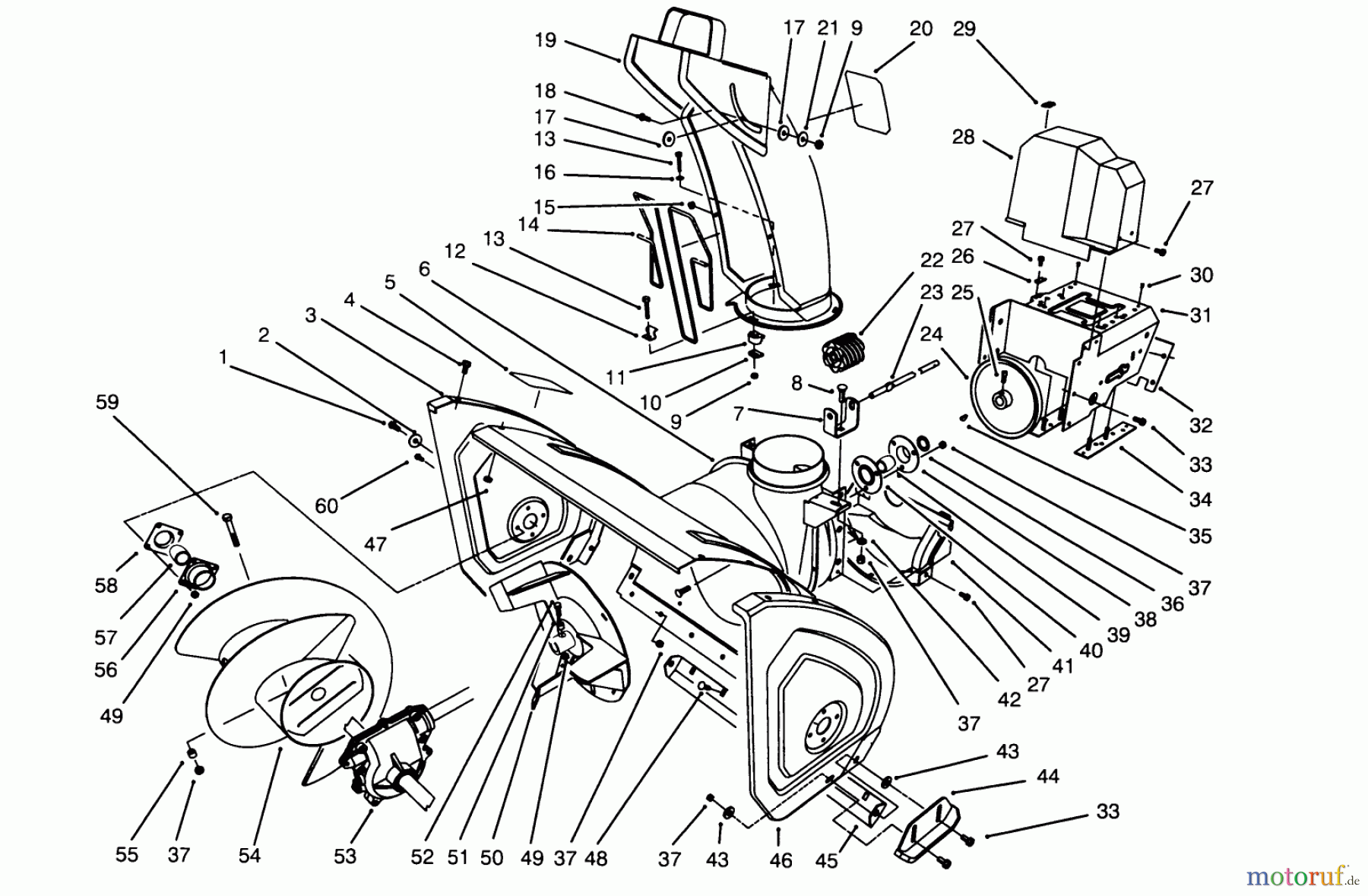  Toro Neu Snow Blowers/Snow Throwers Seite 1 38540 (824) - Toro 824 Power Shift Snowthrower, 1995 (5900001-5999999) HOUSING & CHUTE ASSEMBLY