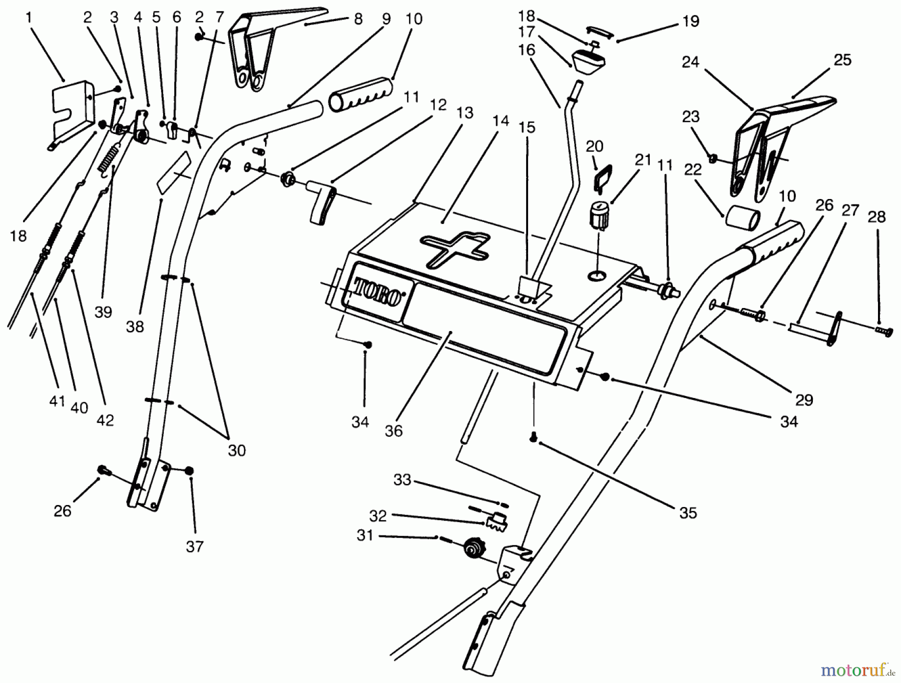  Toro Neu Snow Blowers/Snow Throwers Seite 1 38543 (824) - Toro 824 Power Shift Snowthrower, 1996 (6900001-6999999) HANDLE ASSEMBLY