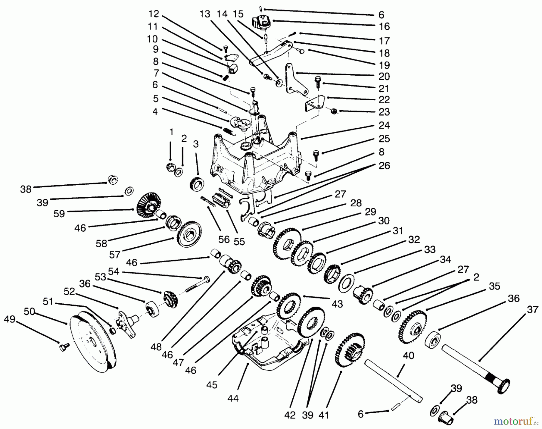  Toro Neu Snow Blowers/Snow Throwers Seite 1 38540 (824) - Toro 824 Power Shift Snowthrower, 1996 (6900001-6999999) TRANSMISSION ASSEMBLY NO. 66-8030