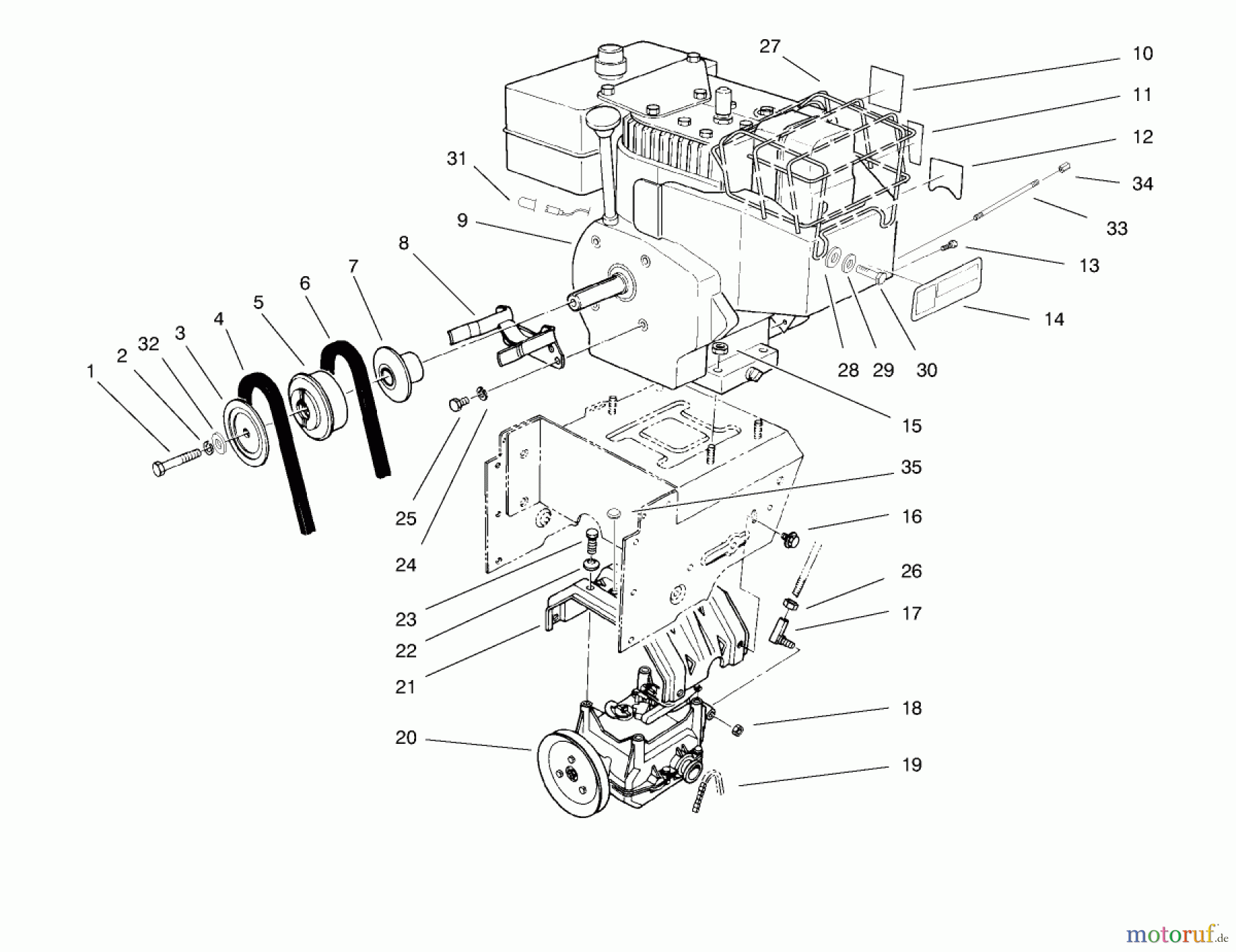  Toro Neu Snow Blowers/Snow Throwers Seite 1 38543 (824) - Toro 824 Power Shift Snowthrower, 1998 (8900001-8999999) ENGINE ASSEMBLY