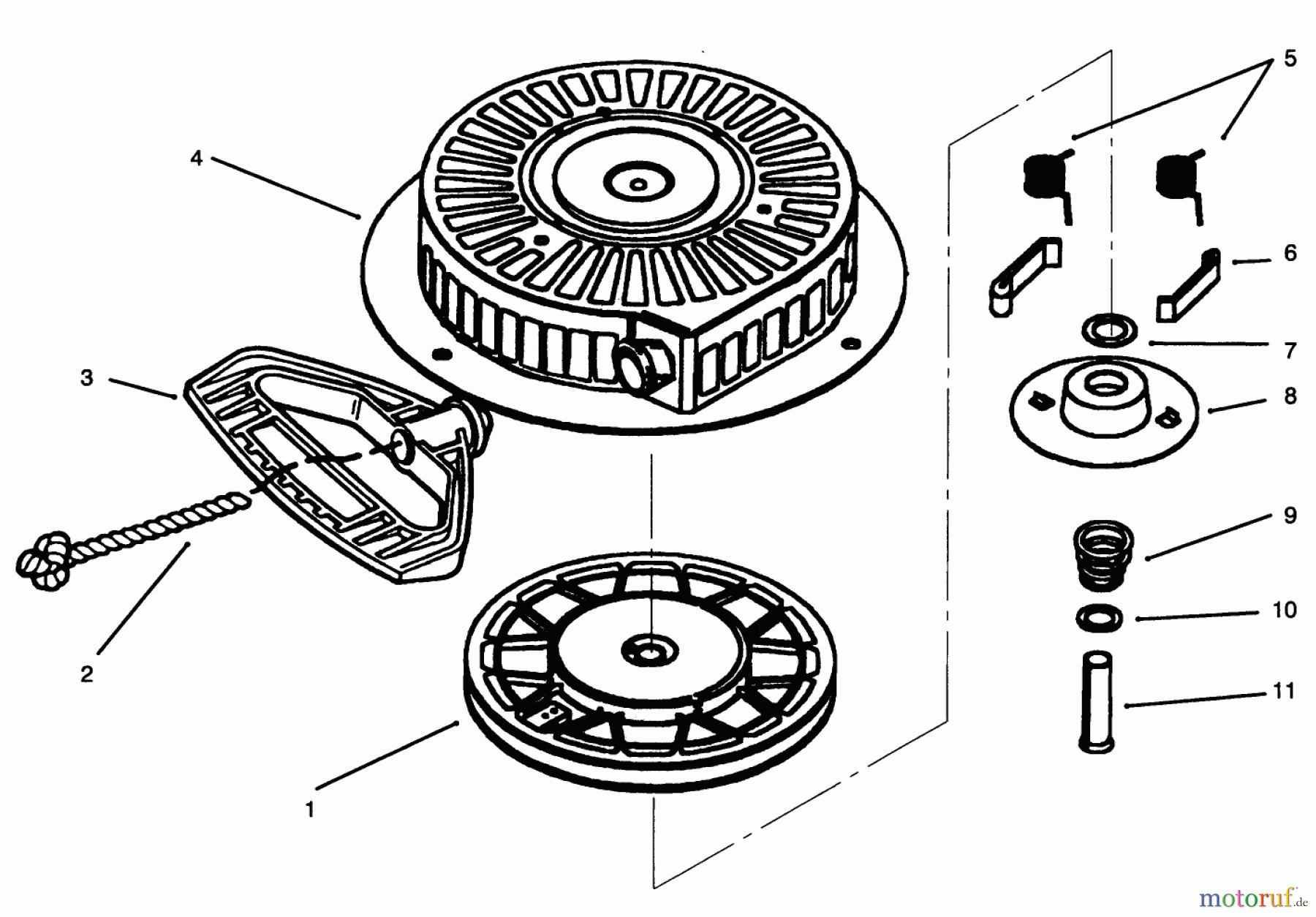  Toro Neu Snow Blowers/Snow Throwers Seite 1 38556 (1028) - Toro 1028 Power Shift Snowthrower, 1996 (6900001-6999999) REWIND STARTER TECUMSEH NO. 590733 (OPTIONAL)