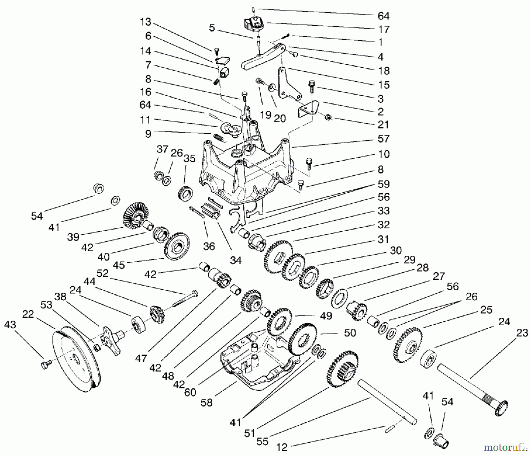  Toro Neu Snow Blowers/Snow Throwers Seite 1 38559 (1028) - Toro 1028 Power Shift Snowthrower, 1999 (99000001-99999999) TRANSMISSION ASSEMBLY NO. 66-8030