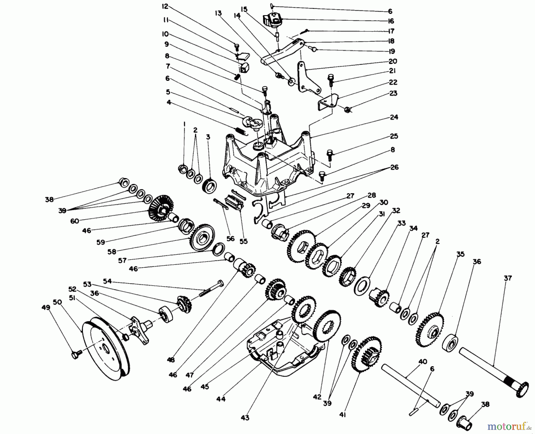  Toro Neu Snow Blowers/Snow Throwers Seite 1 38565 (1132) - Toro 1132 Power Shift Snowthrower, 1988 (8000001-8999999) TRANSMISSION ASSEMBLY NO. 62-0190