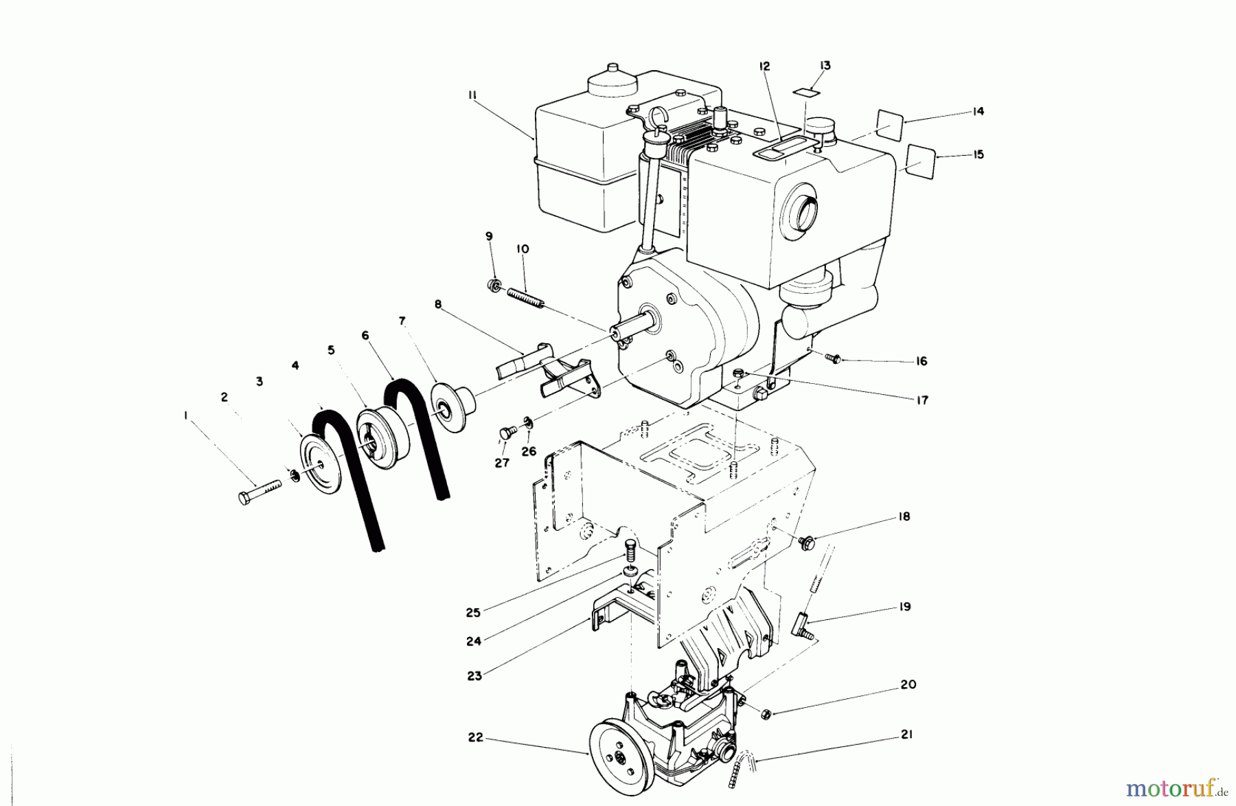  Toro Neu Snow Blowers/Snow Throwers Seite 1 38566 (1132) - Toro 1132 Power Shift Snowthrower, 1990 (0000001-0999999) ENGINE ASSEMBLY