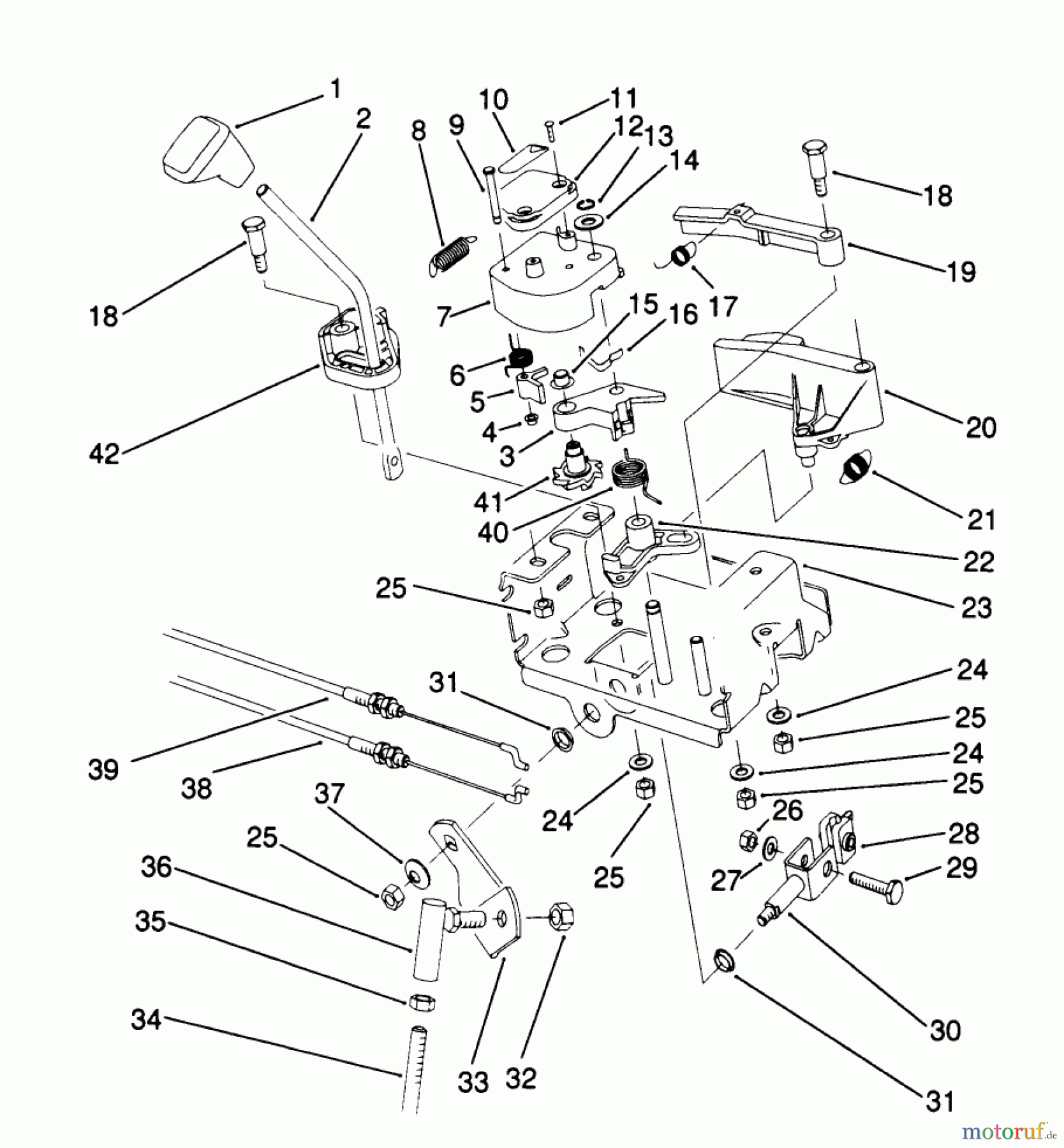  Toro Neu Snow Blowers/Snow Throwers Seite 1 38566 (1132) - Toro 1132 Power Shift Snowthrower, 1991 (1000001-1999999) TRACTION LINKAGE ASSEMBLY