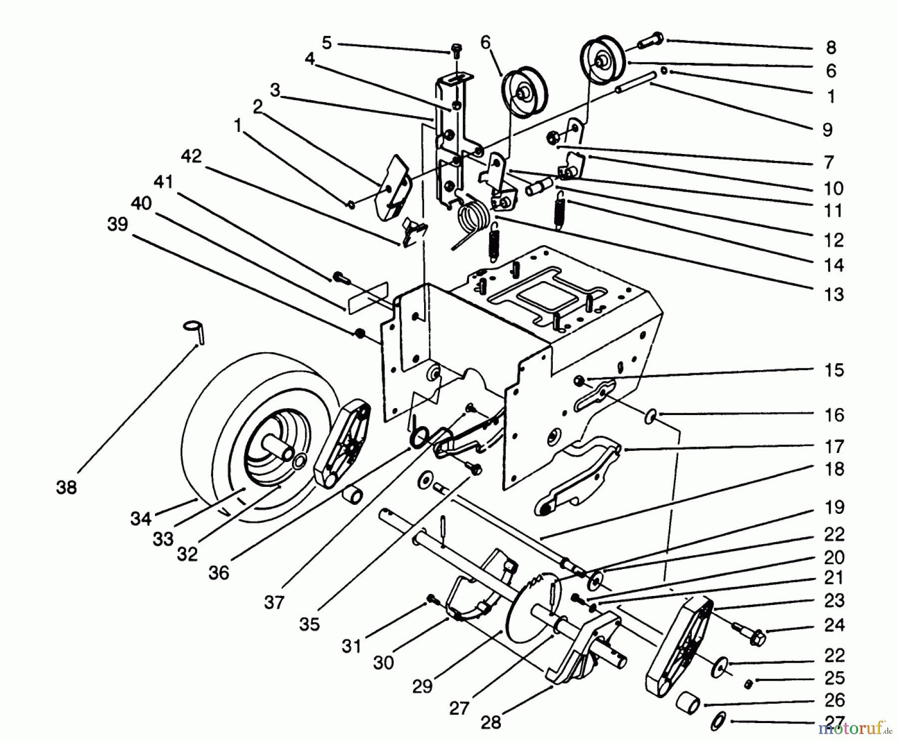  Toro Neu Snow Blowers/Snow Throwers Seite 1 38580 (1132) - Toro 1132 Power Shift Snowthrower, 1993 (3900001-3999999) TRACTION DRIVE ASSEMBLY